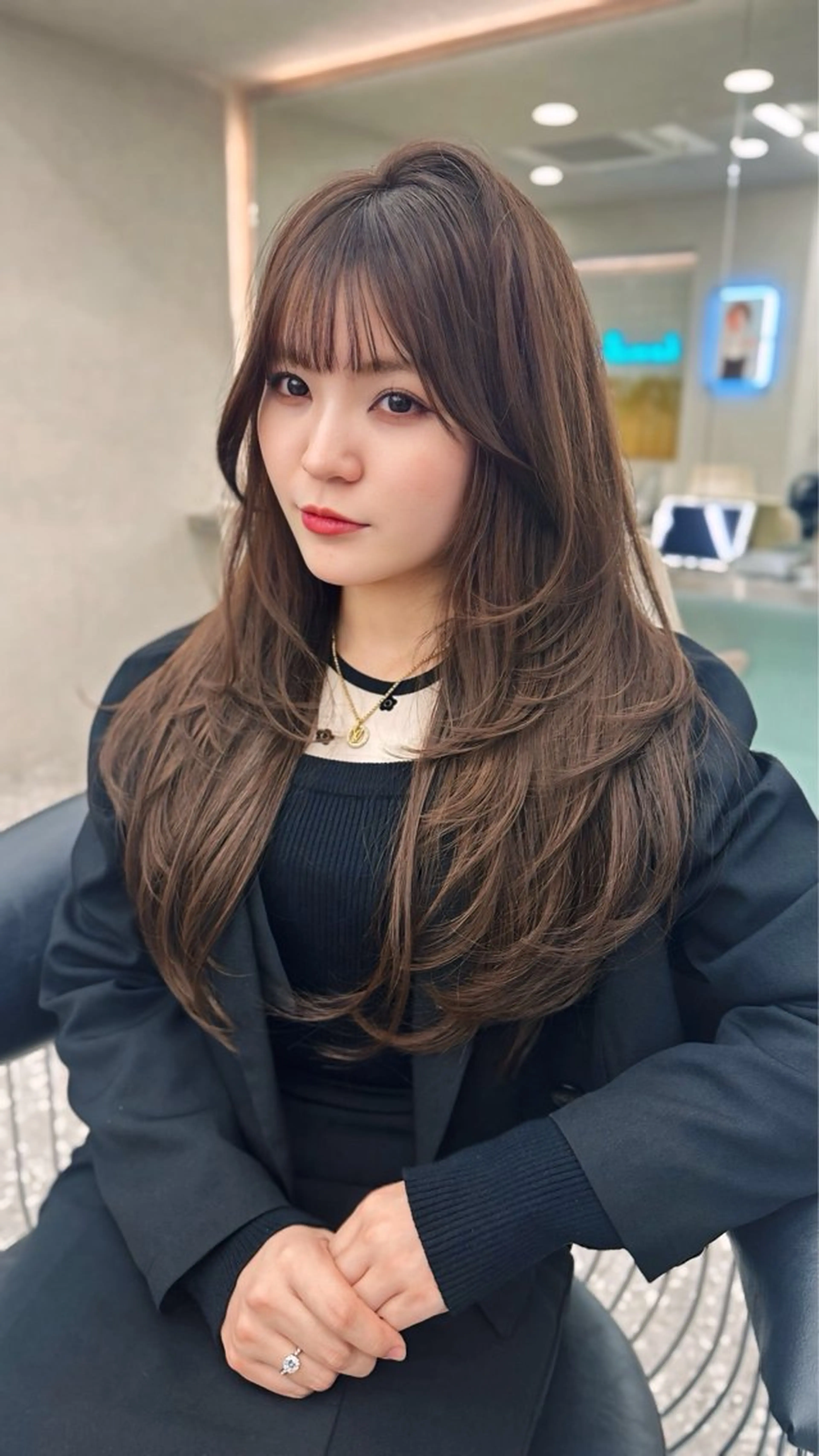 セミロング カラー カット ヘアカラー トリートメント ヘアセット レイヤーダブルカラー KYONのヘアスタイル