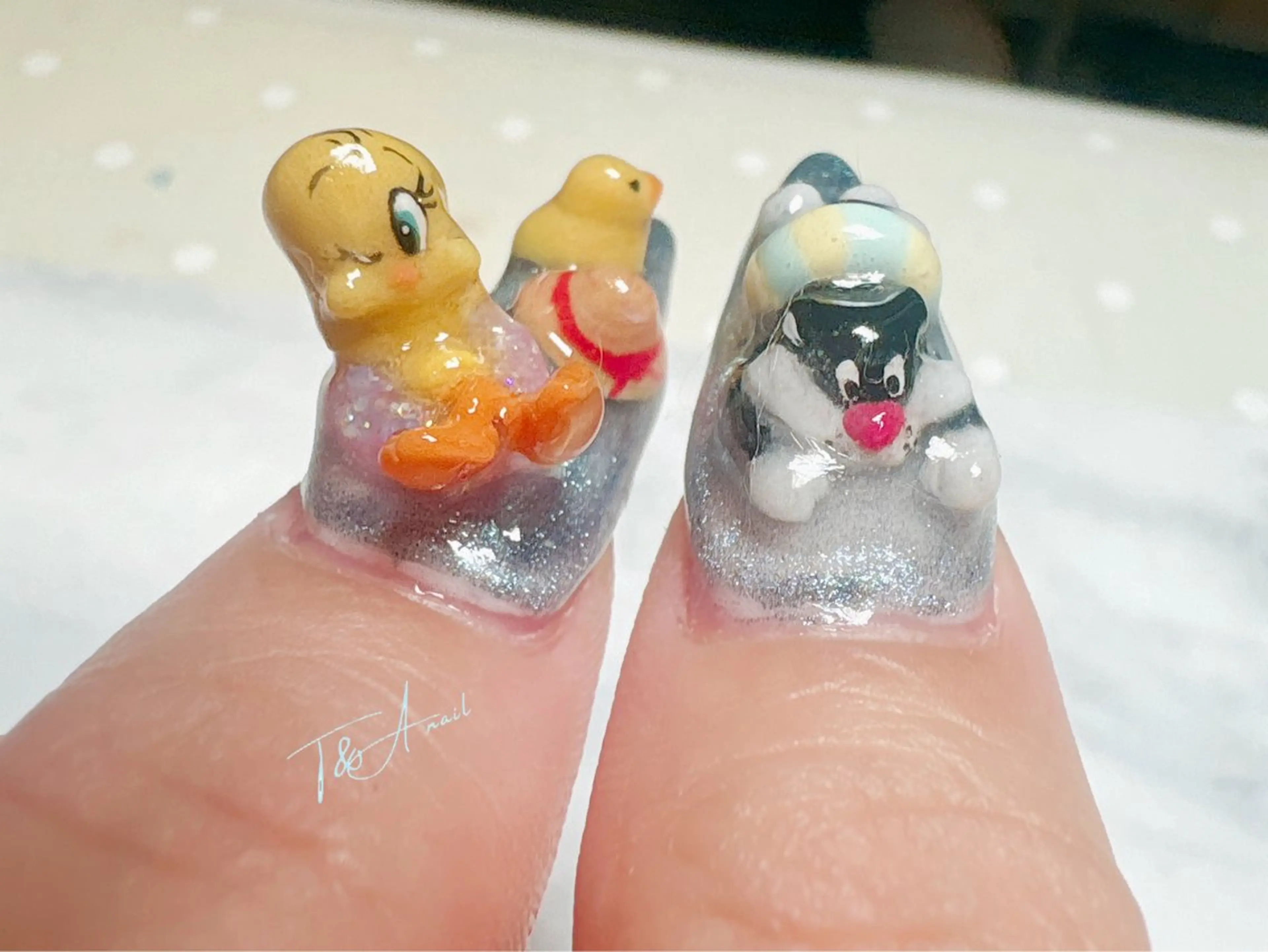 ネイル 長さ出し ロングネイル マグネットネイル スカルプネイル 夏ネイル T&A nailのネイルデザイン