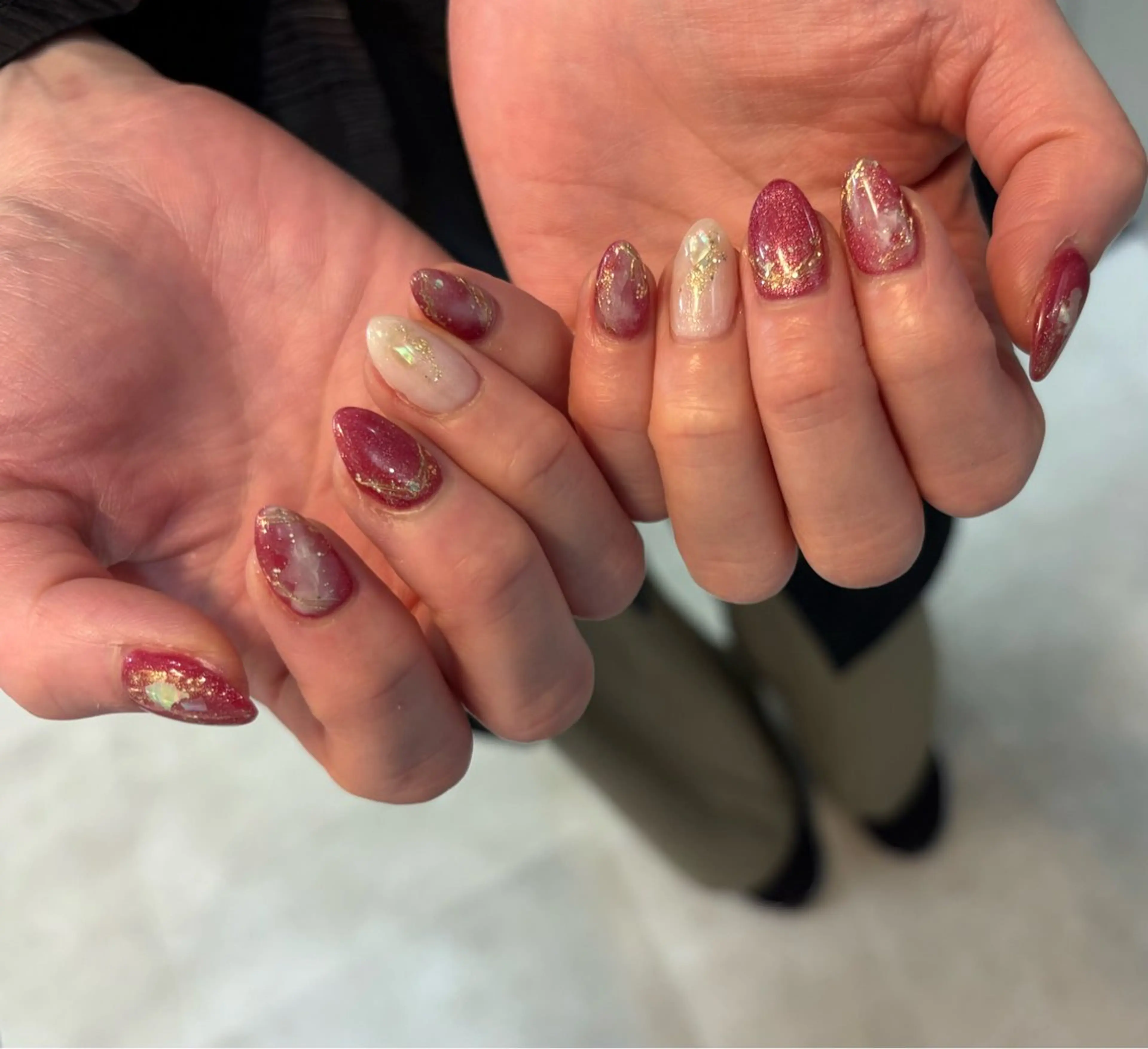 ネイル ハンドネイル Mai :矢場町 ニュアンス🌿アートのネイルデザイン