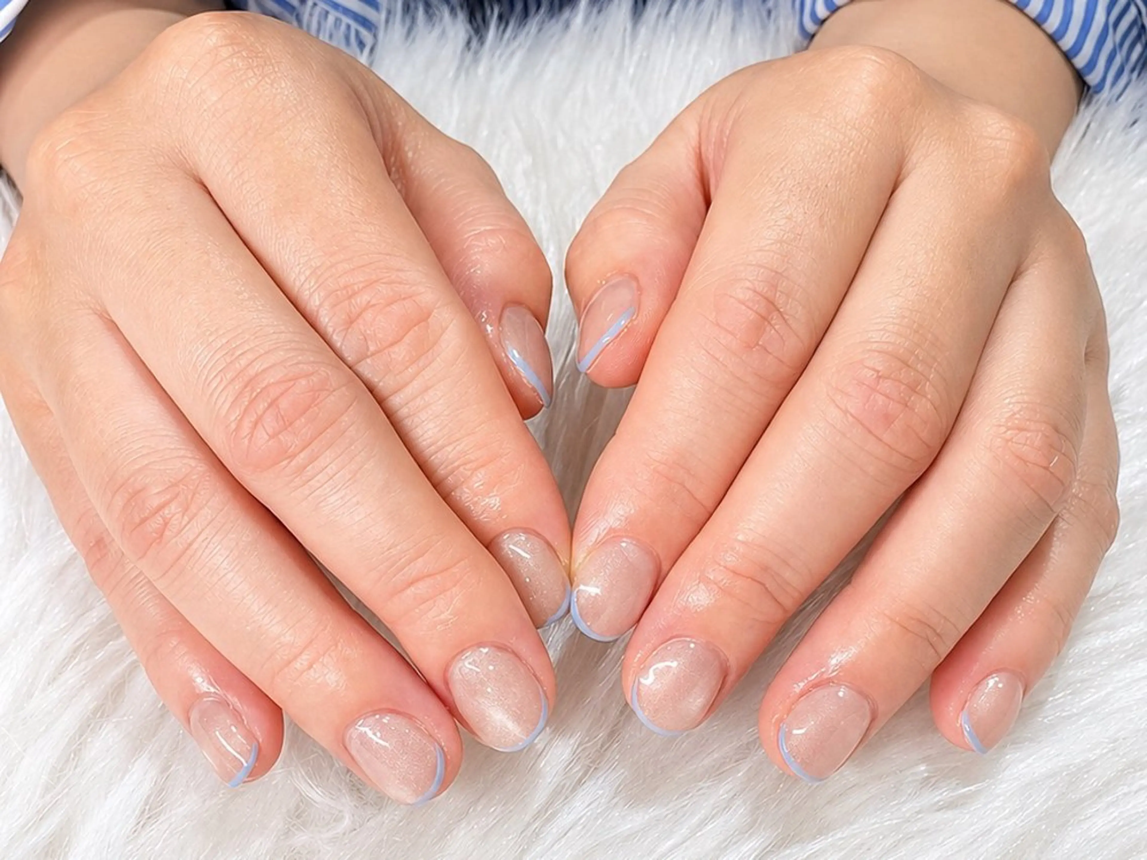 ネイル ブルー フレンチネイル マグネットネイル ピンク ホワイト Viel💅 〜yuki〜のネイルデザイン