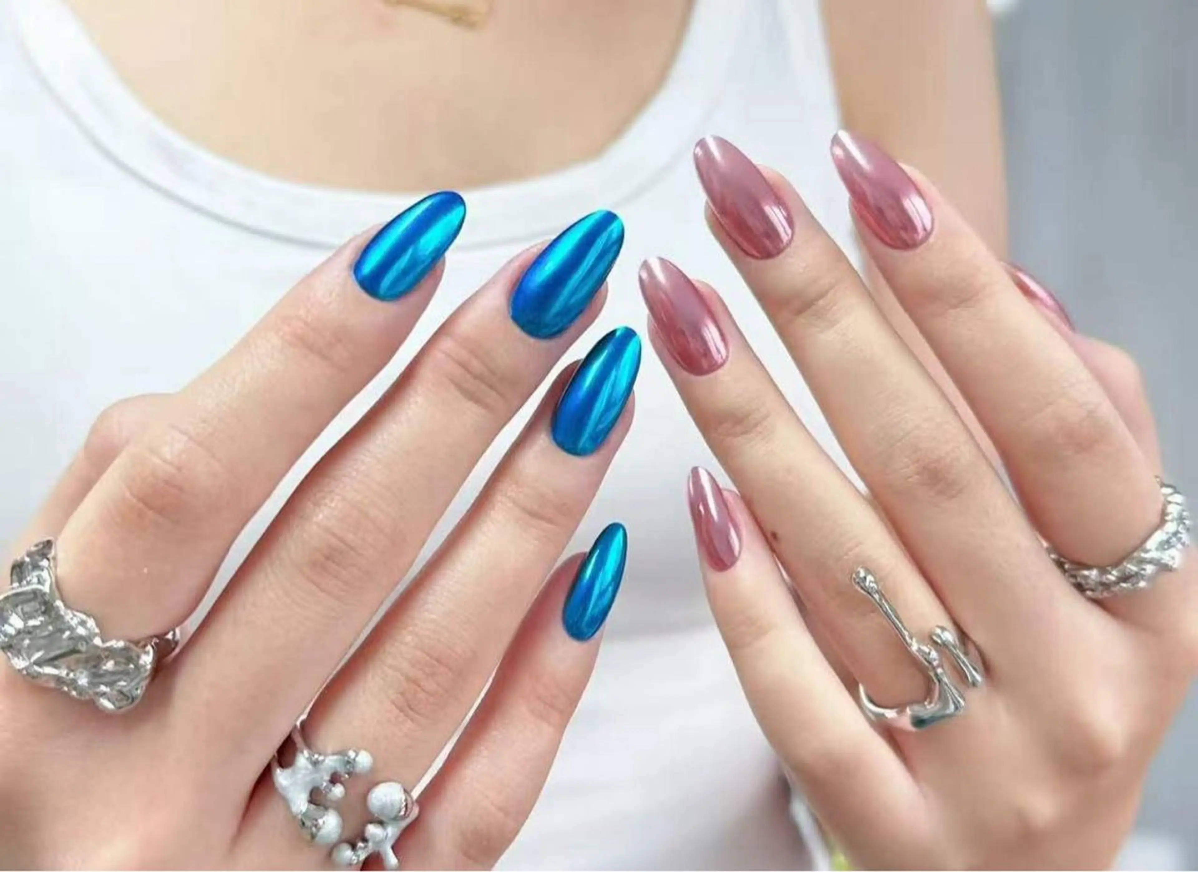 ネイル フラワーネイル フレンチネイル ジェルネイル ガラスフレンチ ハート ハンドネイル BabyYouMi nailのネイルデザイン