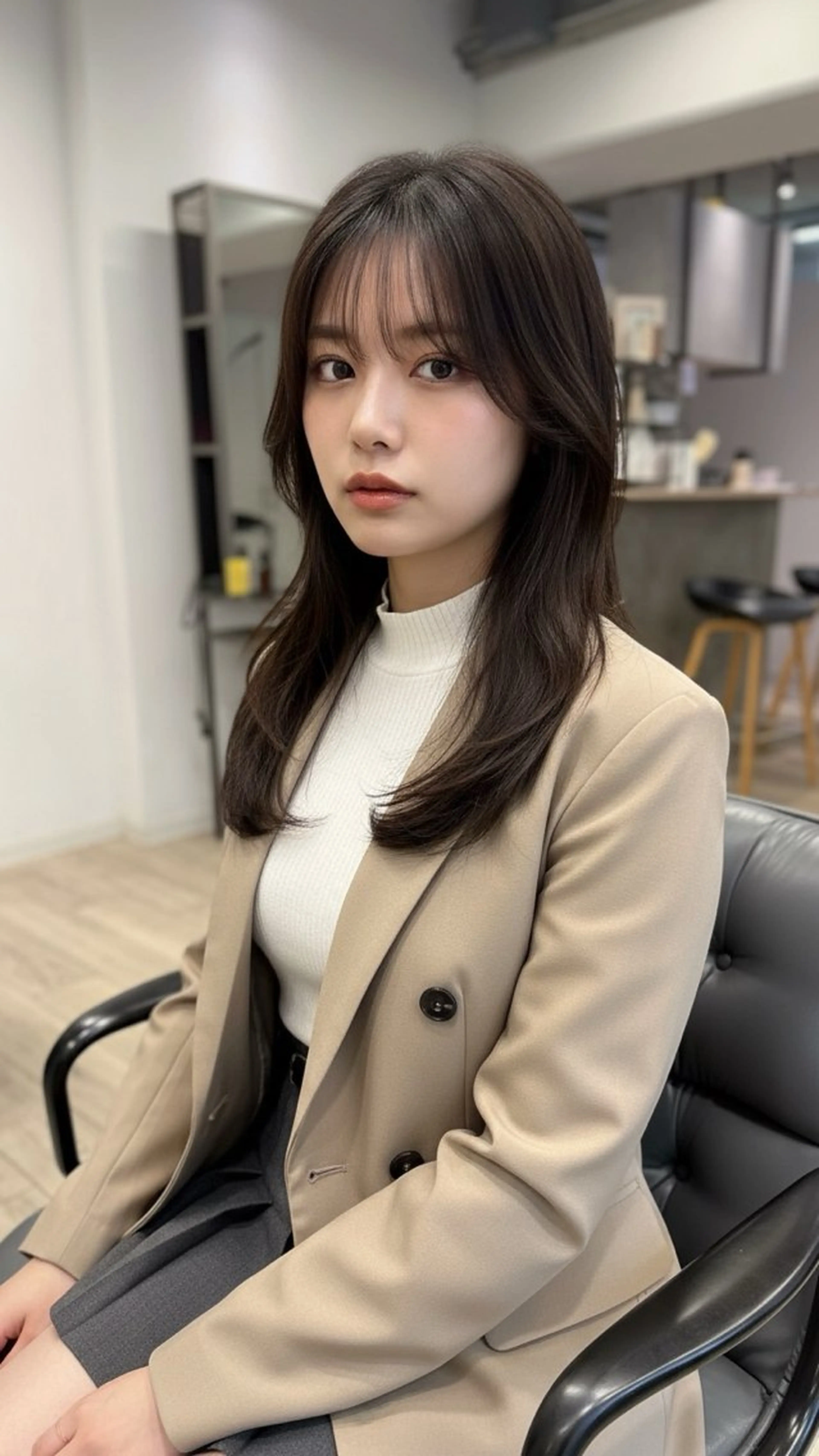 ロング 顔まわりレイヤー 髪質改善 韓国風ヘア レイヤーカット トリートメント カット ヘアカラー トリートメント HINA🫧顔まわり /レイヤーカットのヘアスタイル