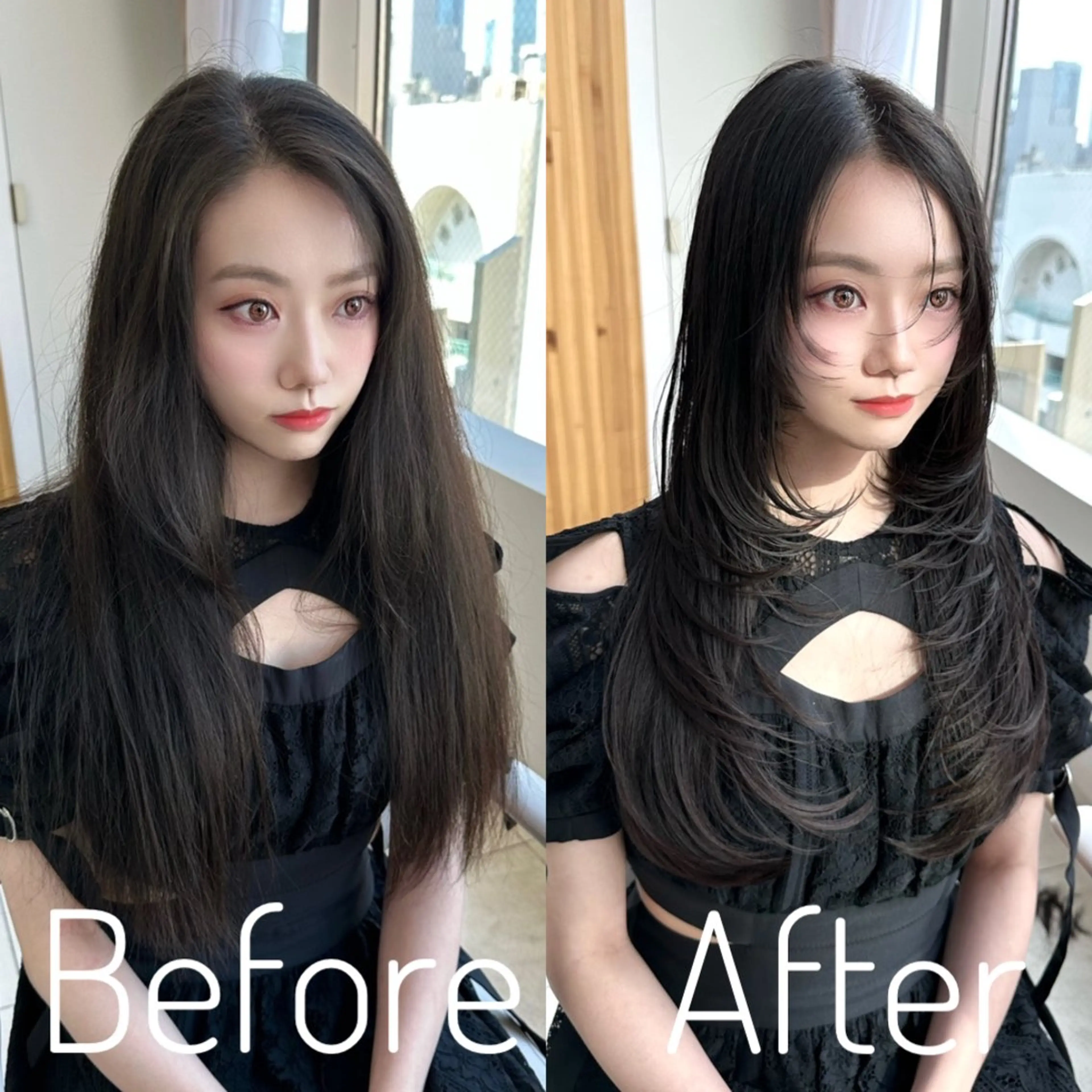 ロング カラー ダークグレー ダークグレージュ グレージュ くびれヘア 韓国風ヘア 🇰🇷韓国風くびれ ヘア🇰🇷中村優大のヘアスタイル