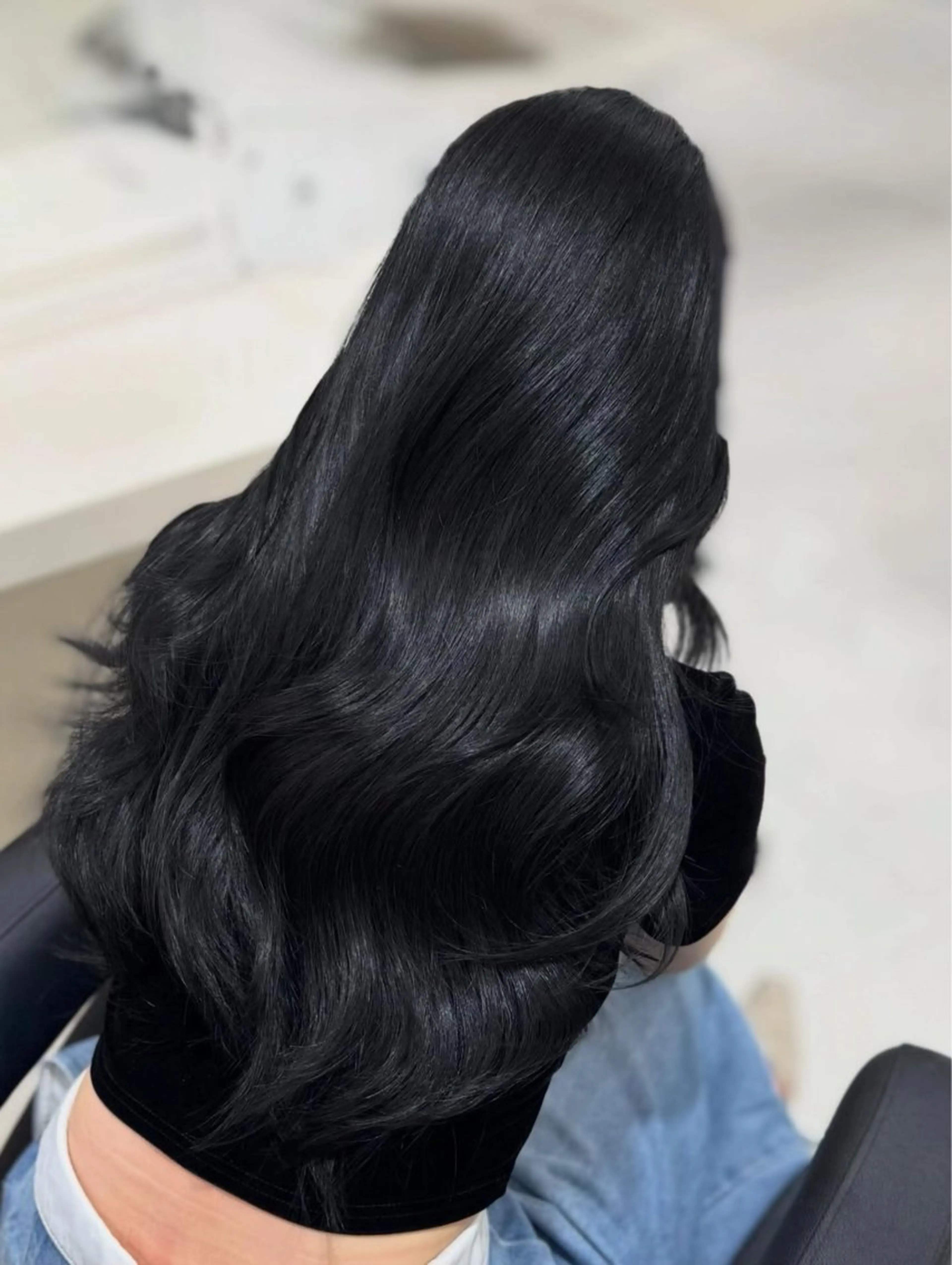 カラー 黒髪 ブルーカラー ブルーブラック ヘアカラー 💎寒色💎 HARUKAのヘアスタイル