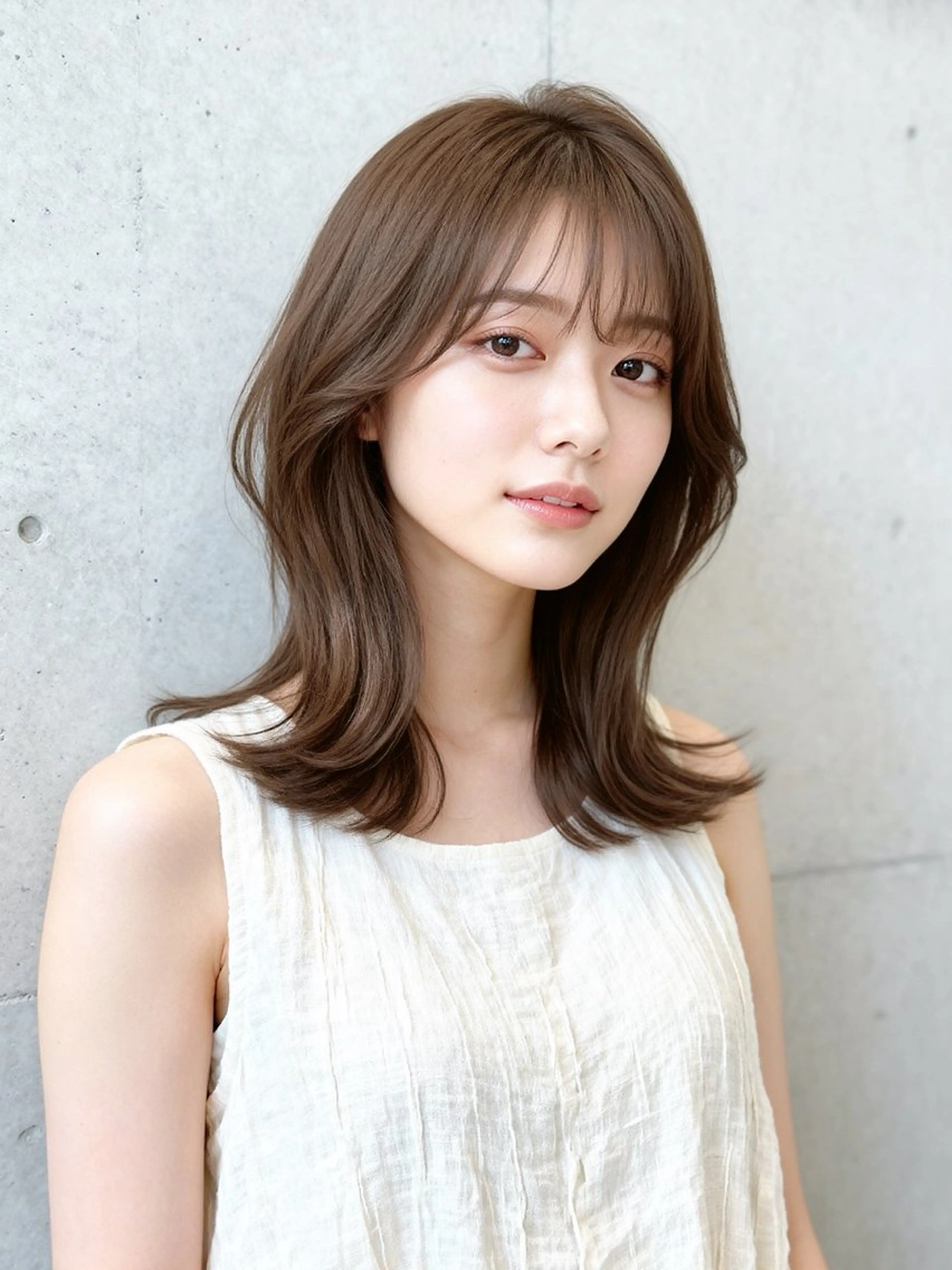 ミディアム くびれヘア くびれレイヤー レイヤーカット 梅田/白髪ぼかし Maiのヘアスタイル