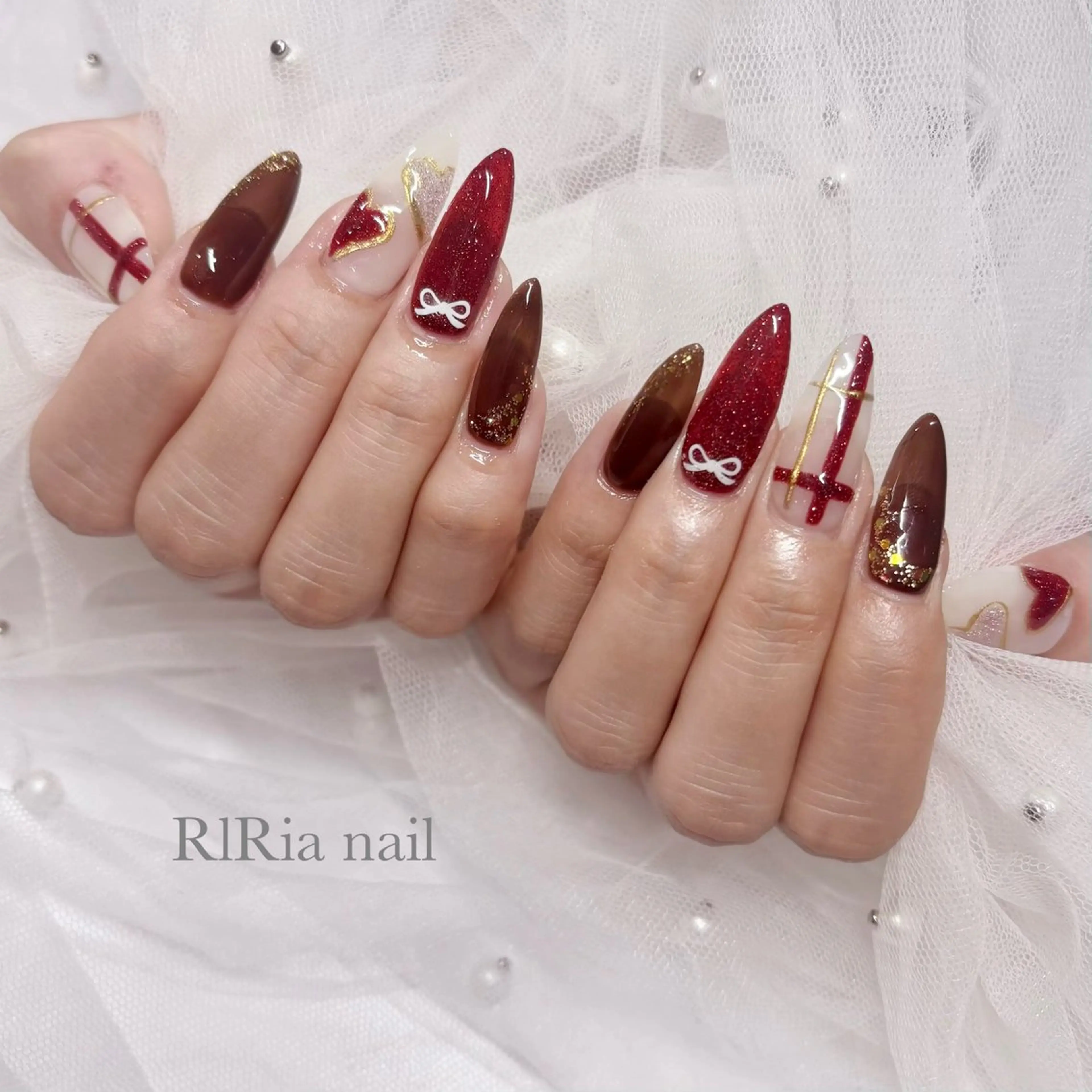 ネイル バレンタイン ハンドネイル 🎀RIRia nail🎀のネイルデザイン