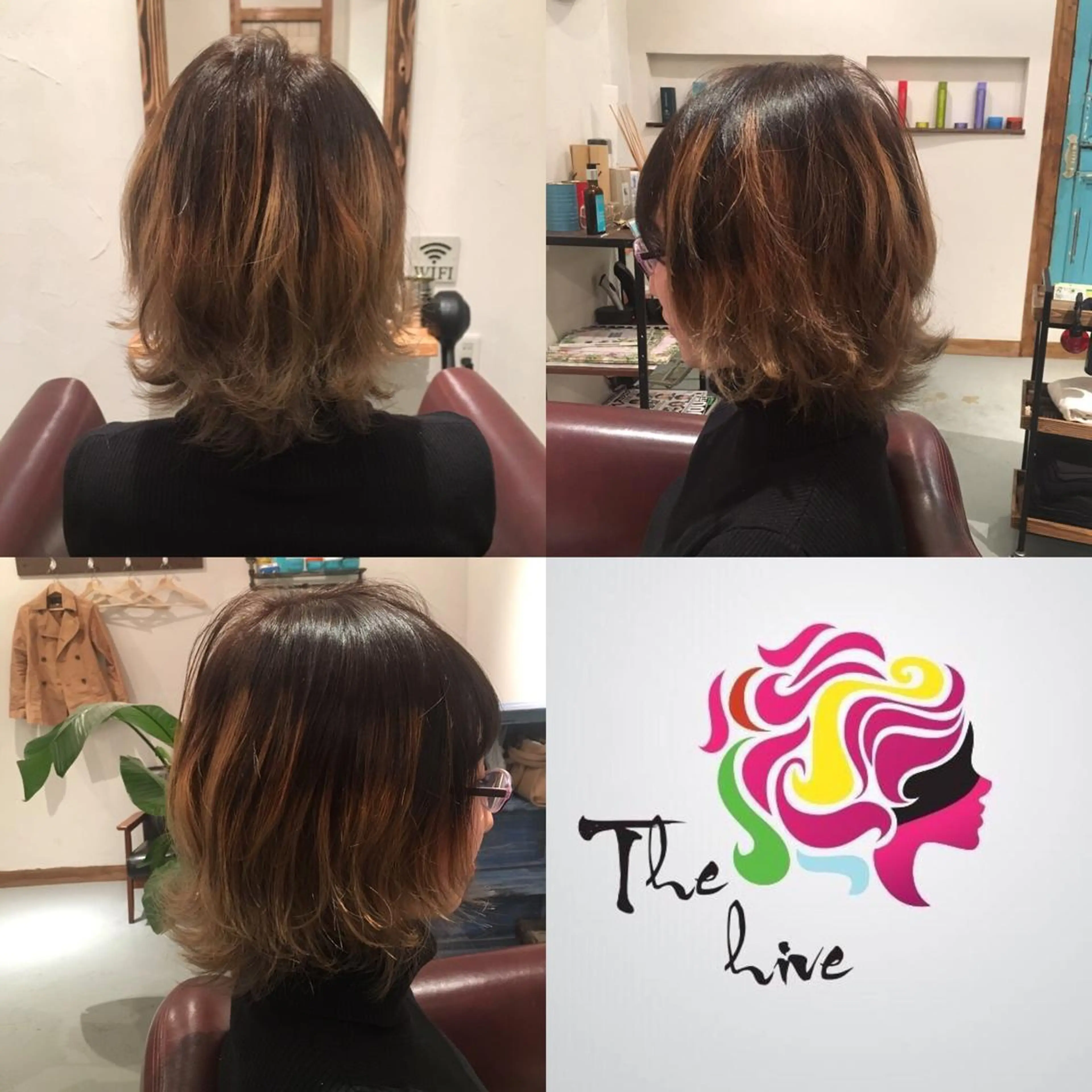 ミディアム カラー ブリーチ カット ヘアカラー Hair salon The  hiveのヘアスタイル