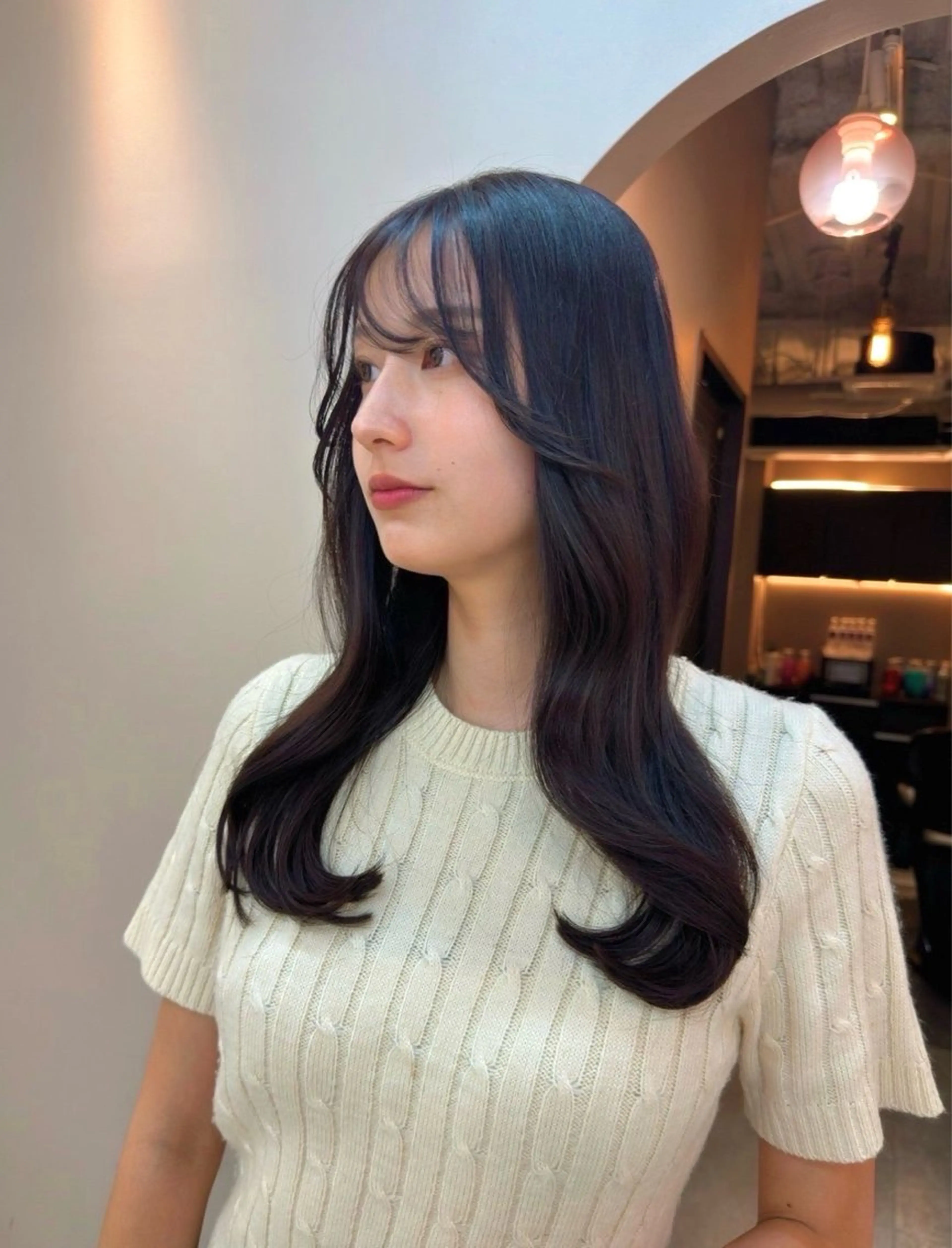 ロング カット ヘアカラー 韓国レイヤー　船橋 徒歩5分/小川友美のヘアスタイル