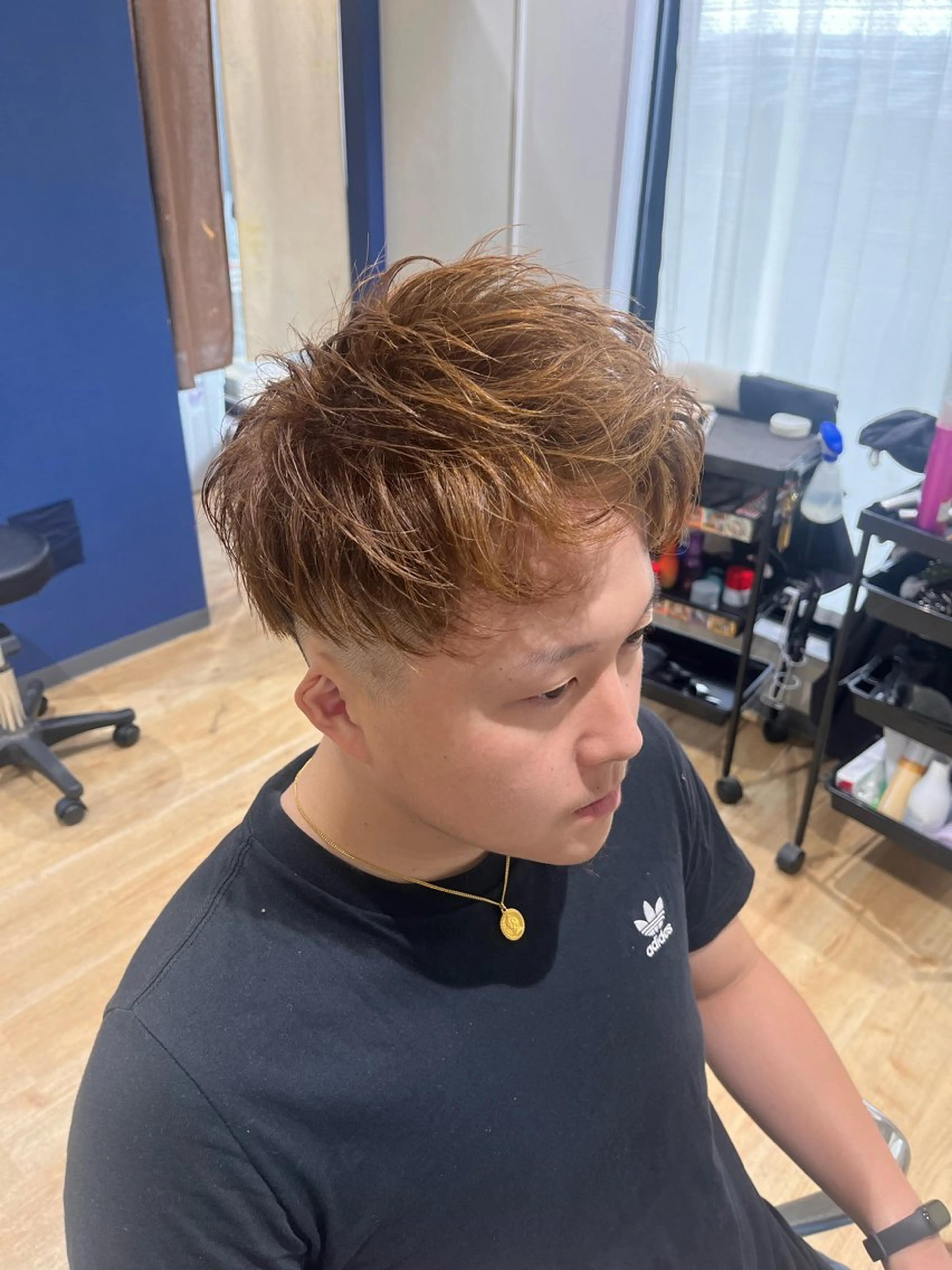 ショート カラー パーマ メンズ フェードカット カット ヘアカラー Men'ssalon LiG／kaitoのヘアスタイル
