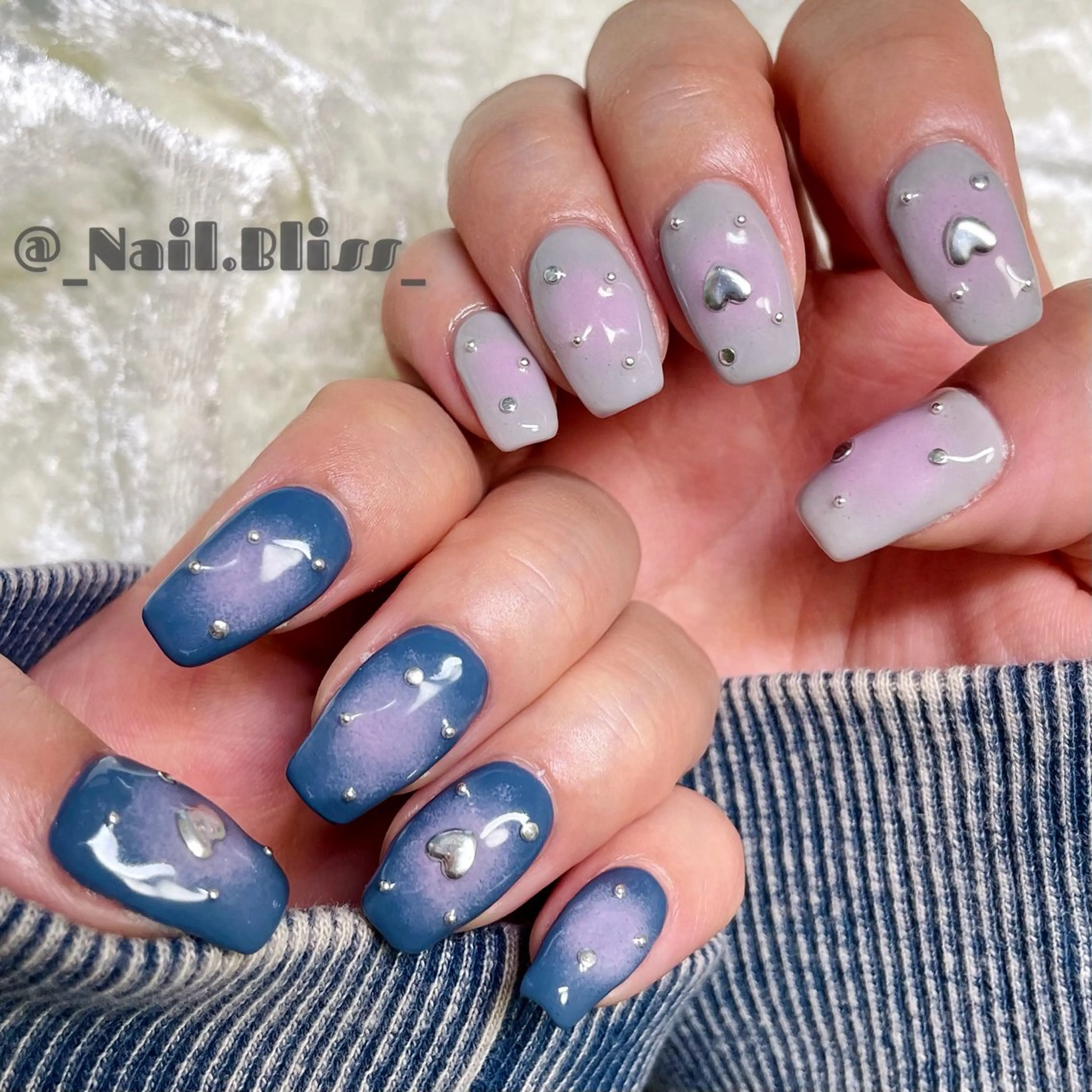 ネイル 持ち込み ネイビー ハンドネイル NAIL BLISSのネイルデザイン