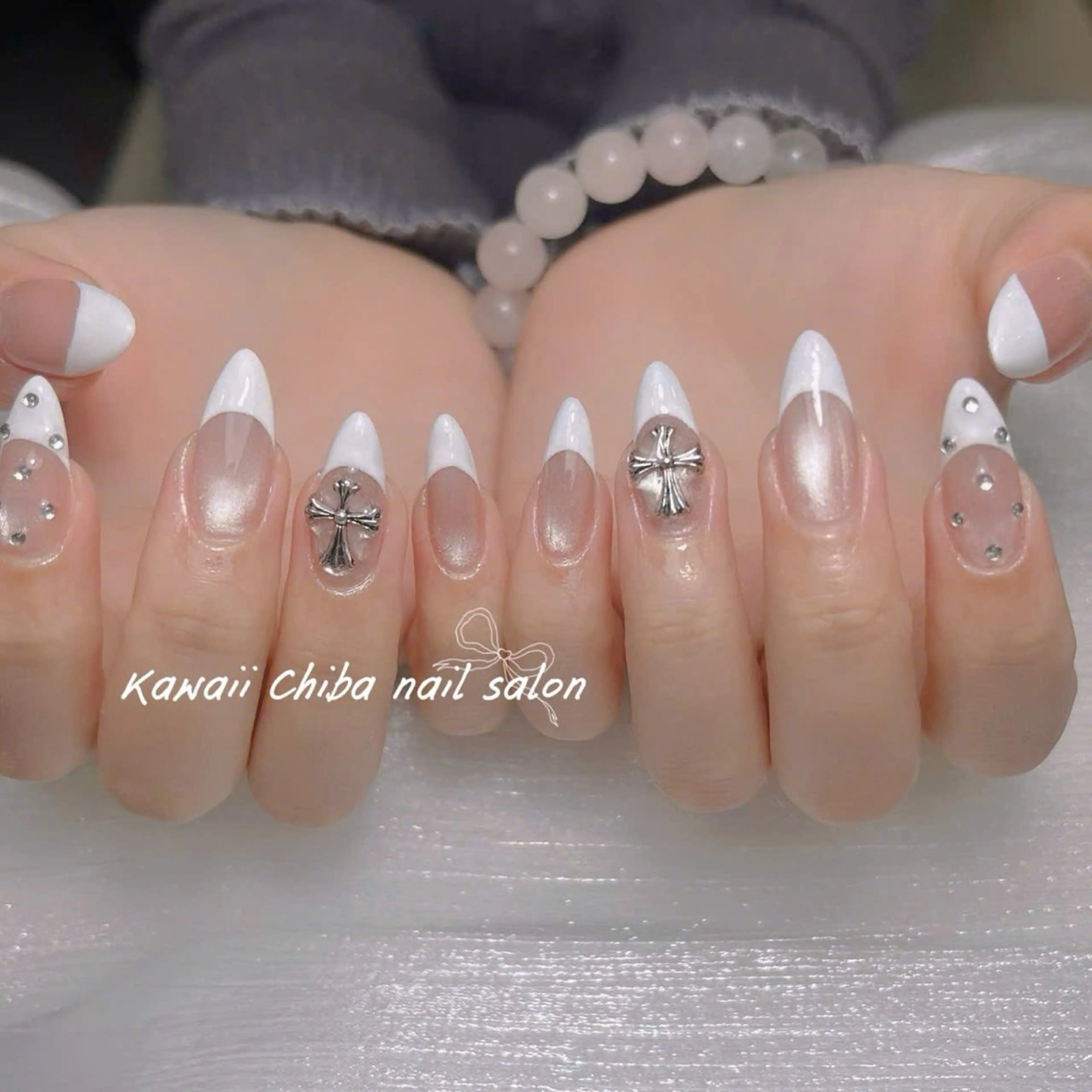 ネイル チークネイル ドット フレンチネイル 韓国ネイル レース Kawaii _Nailのネイルデザイン
