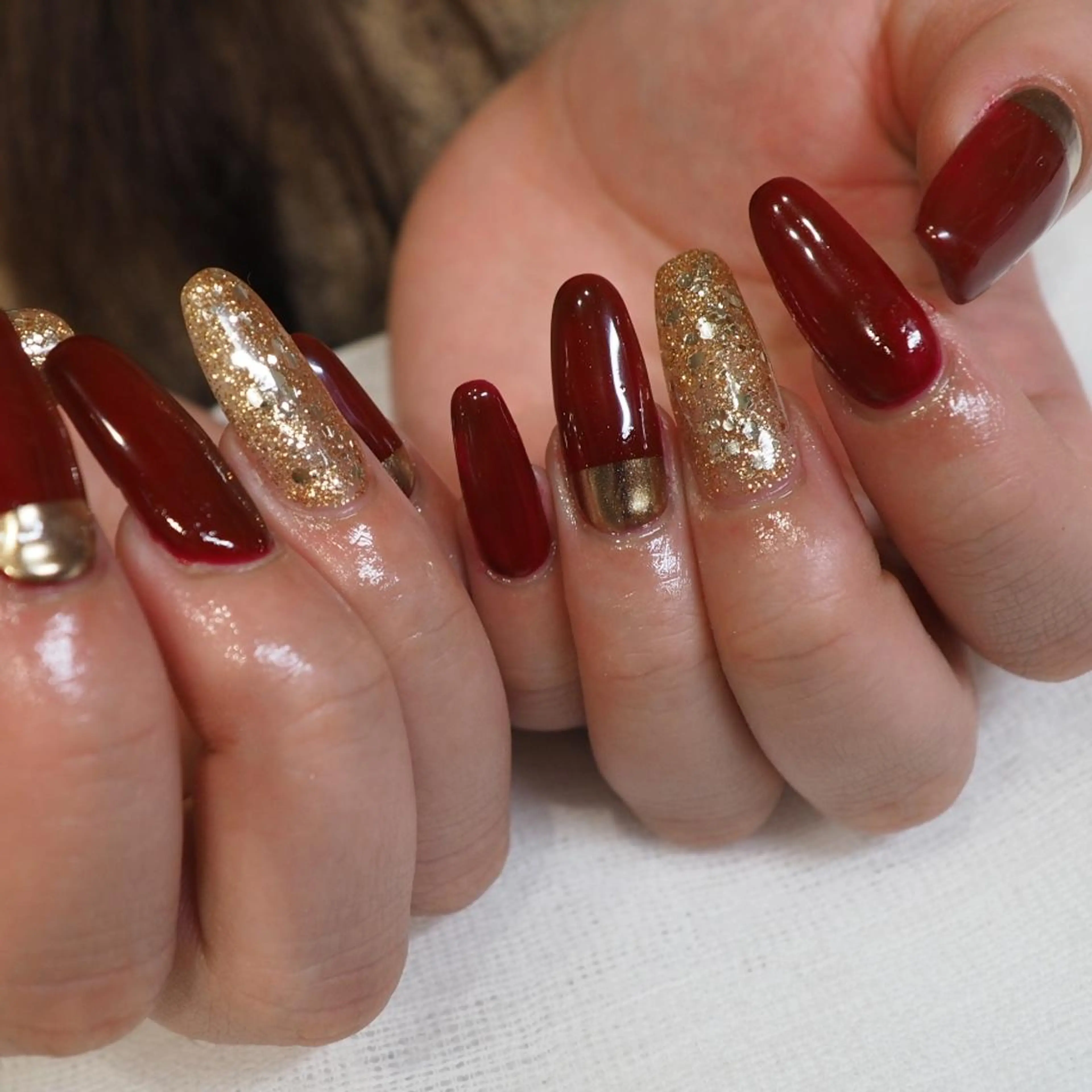 ネイル 赤色 ハンドネイル infinity skyのネイルデザイン