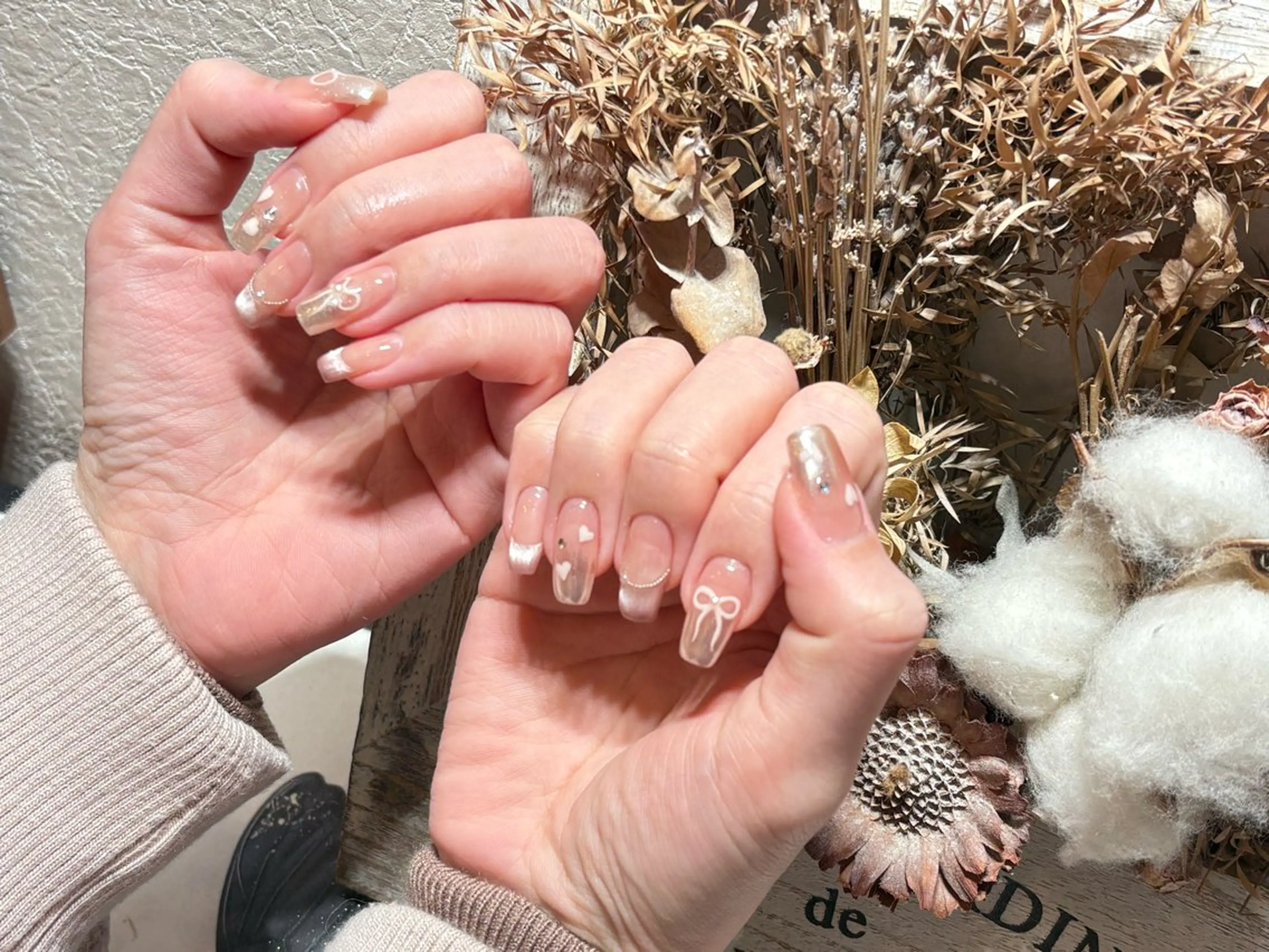 ネイル チークネイル フラッシュネイル ハート キラキラネイル 韓国ネイル babarla Nailのネイルデザイン