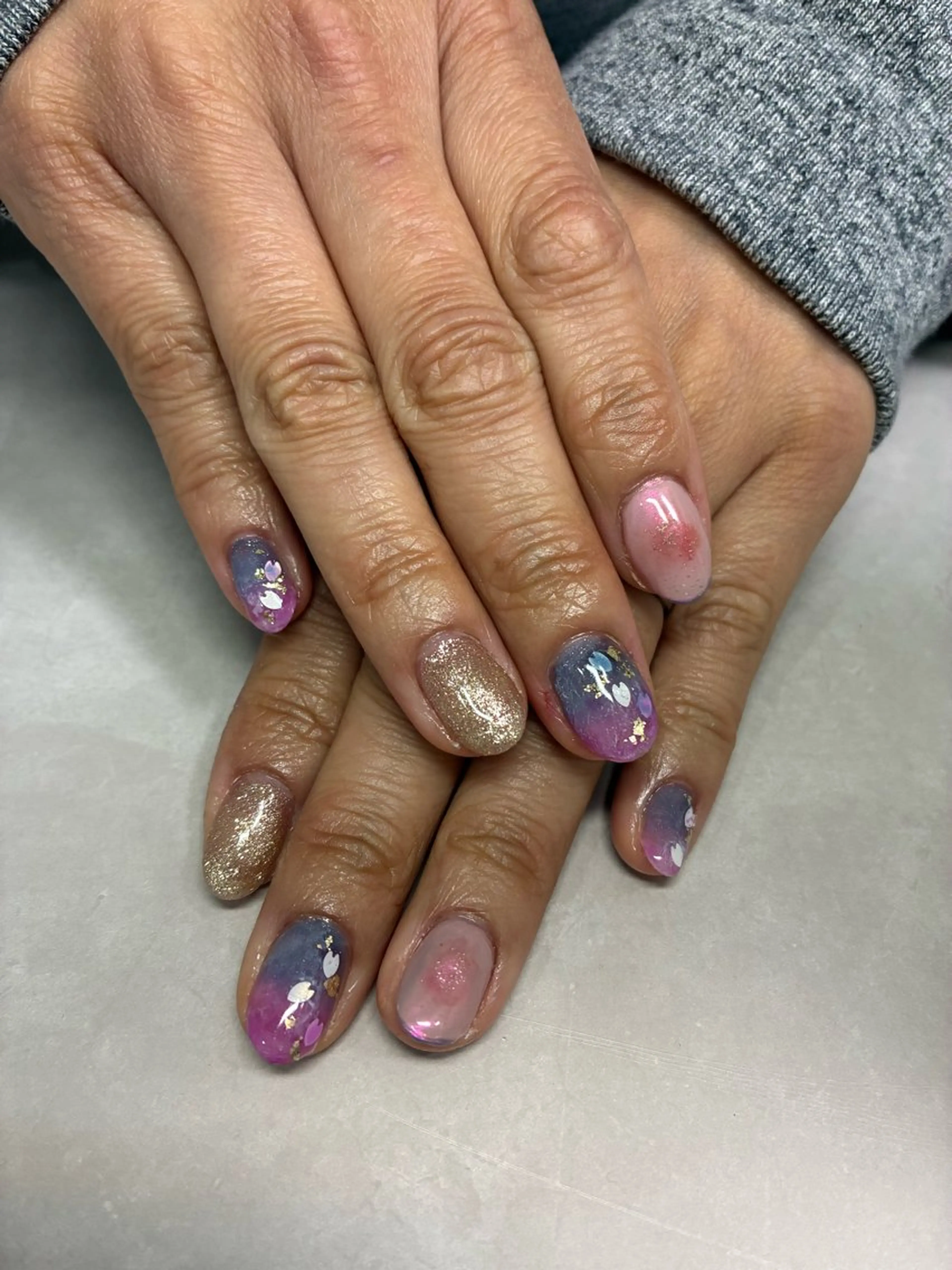 ネイル ハンドネイル Aqua peachのネイルデザイン