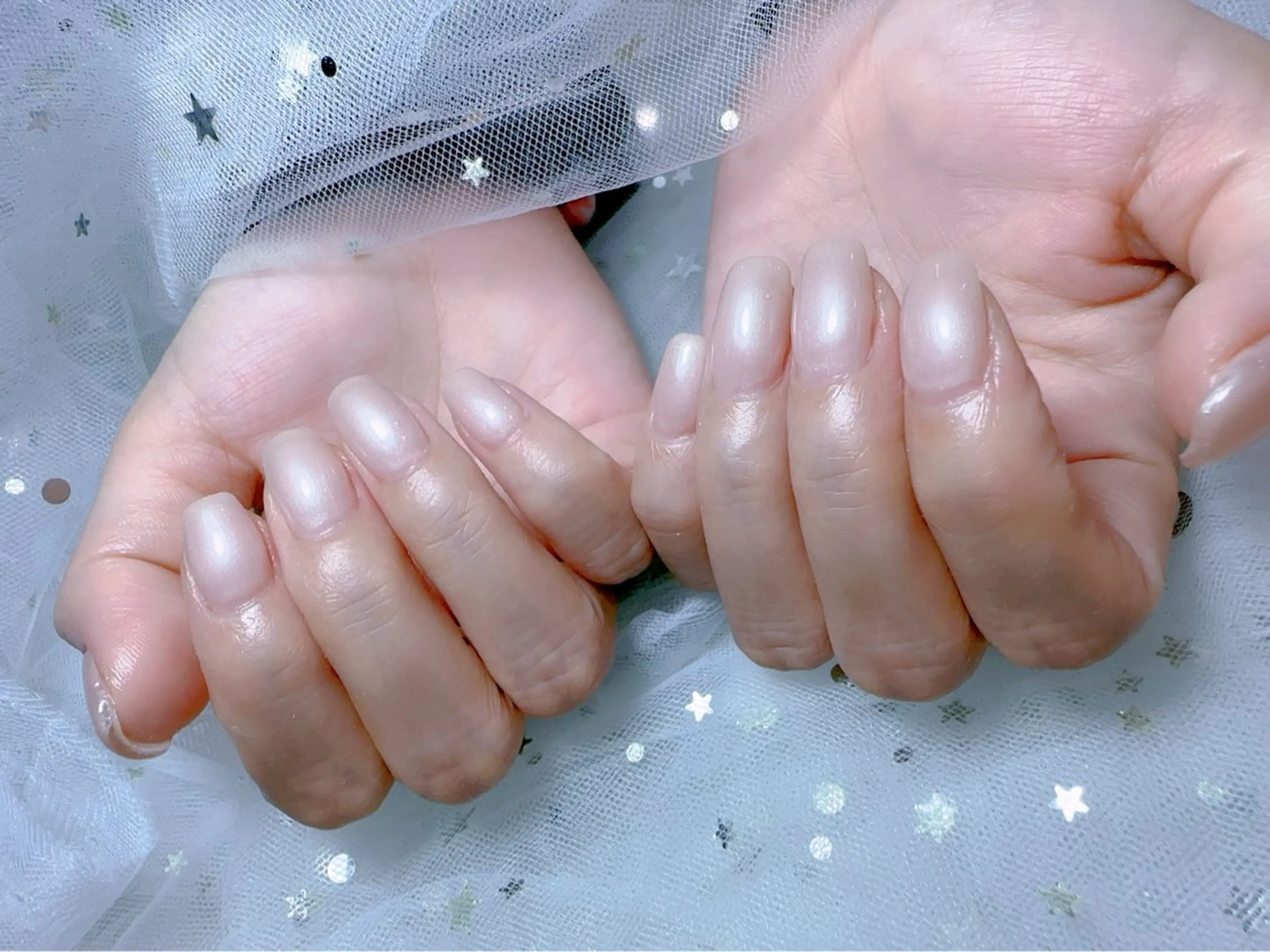 ネイル アートネイル フラッシュネイル フレンチネイル ガラスフレンチ グラデーション You&Me Miyuのネイルデザイン