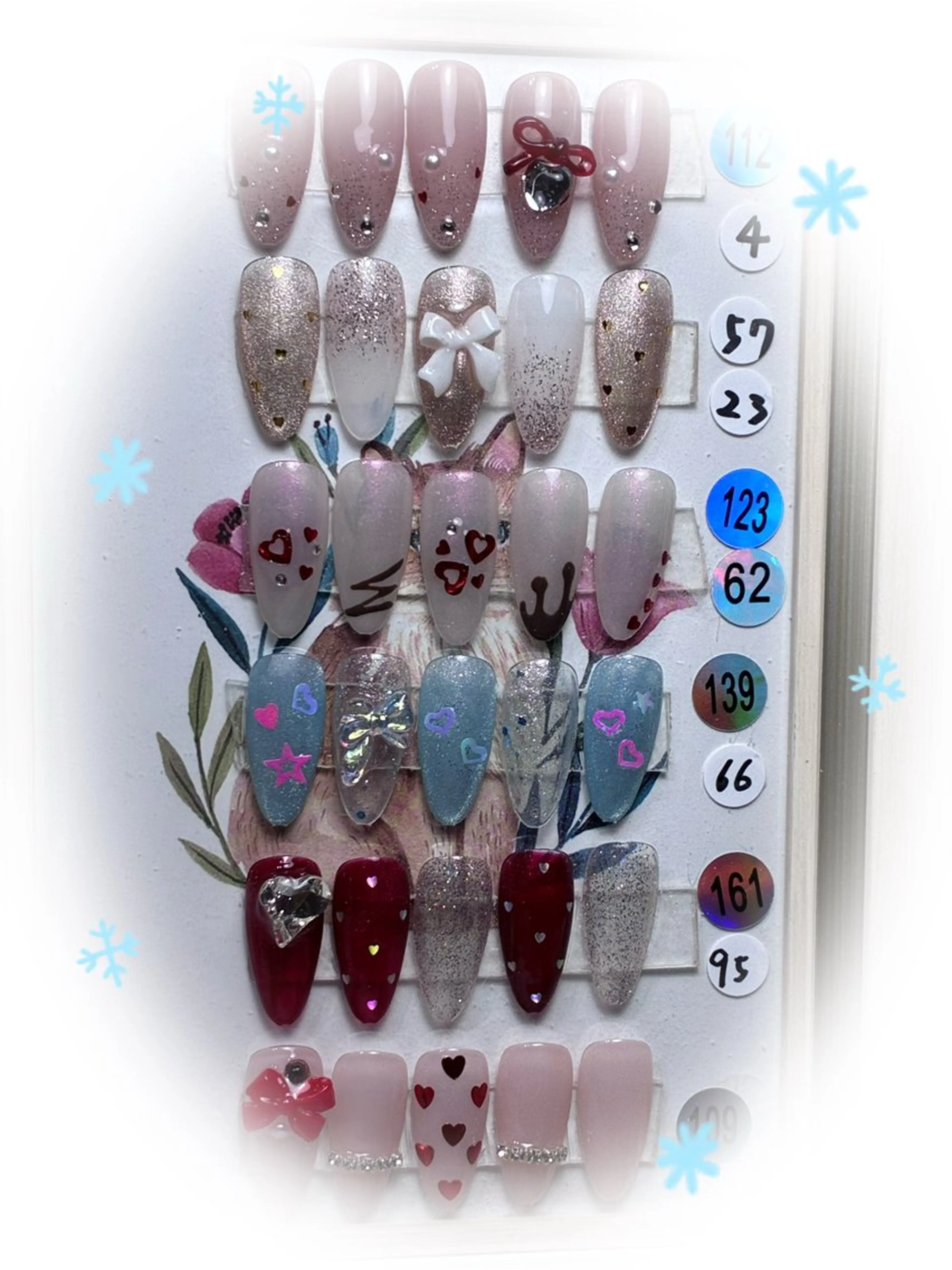 ミディアム フレンチガーリー クリスマス りぼん Re:Bonrのネイルデザイン