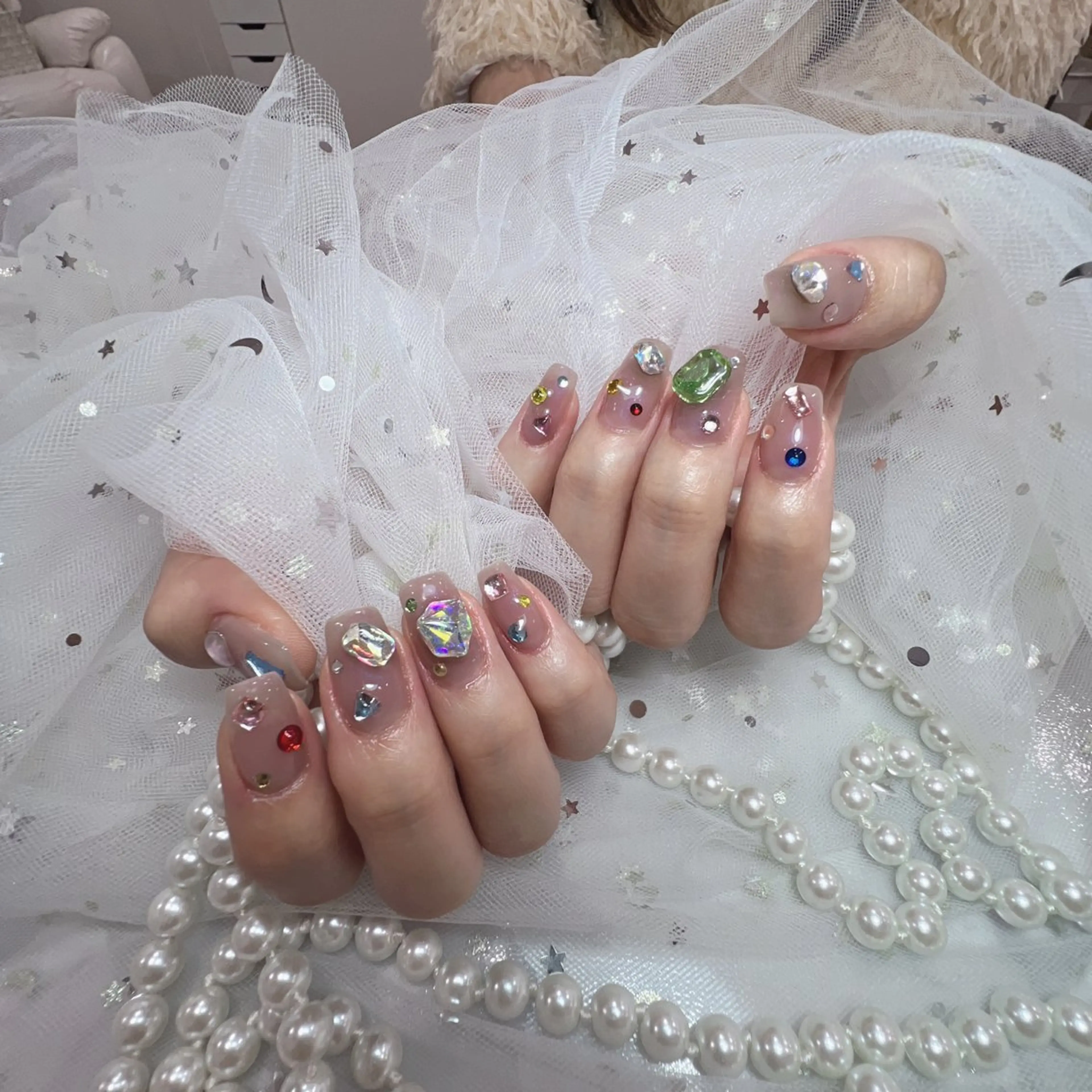 ネイル アートネイル フラッシュネイル フレンチネイル ジェルネイル ガラスフレンチ You&Me Yukiのネイルデザイン