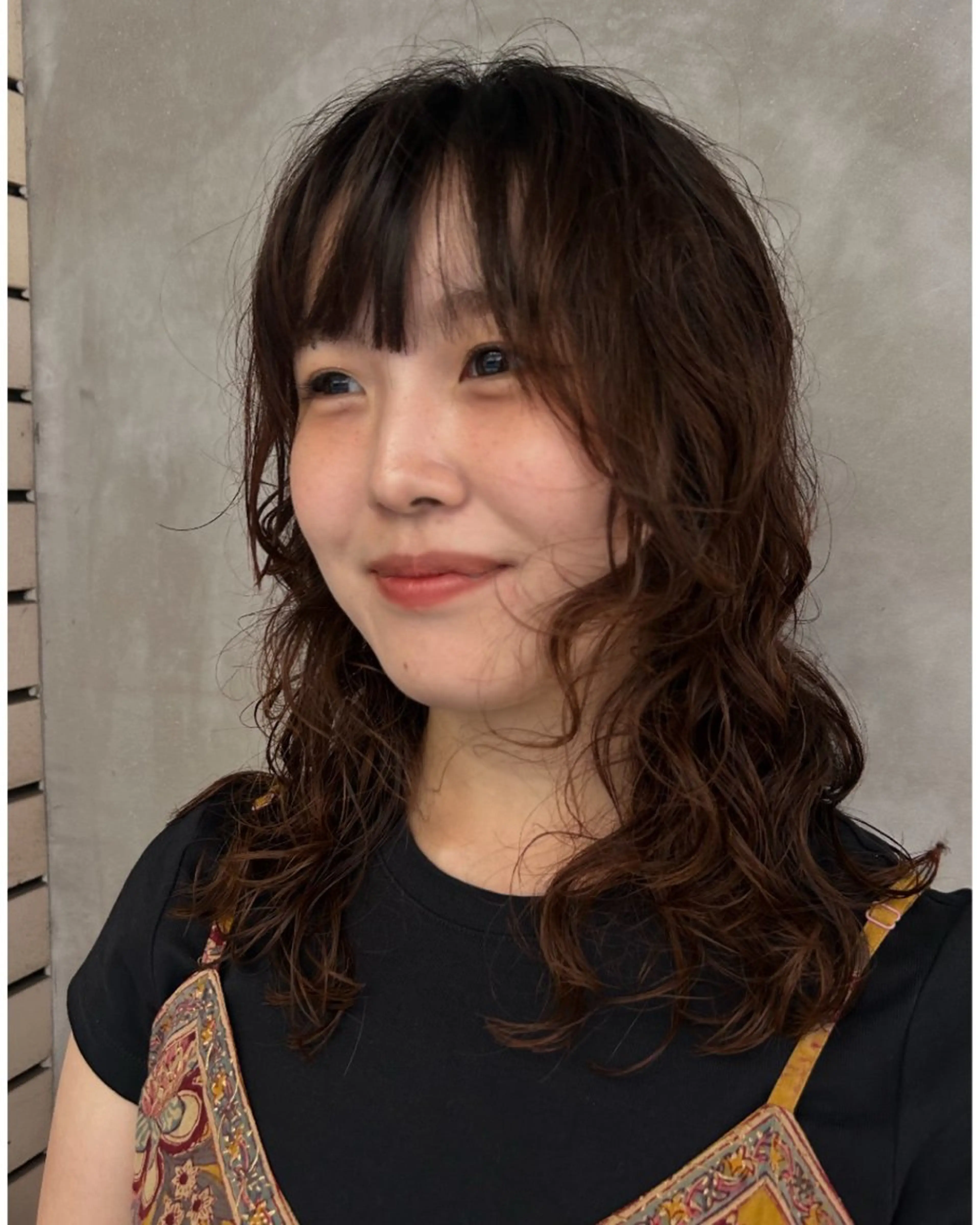 ミディアム パーマ カット ヘアカラー パーマ デザインカット/ パーマ/nanaのヘアスタイル