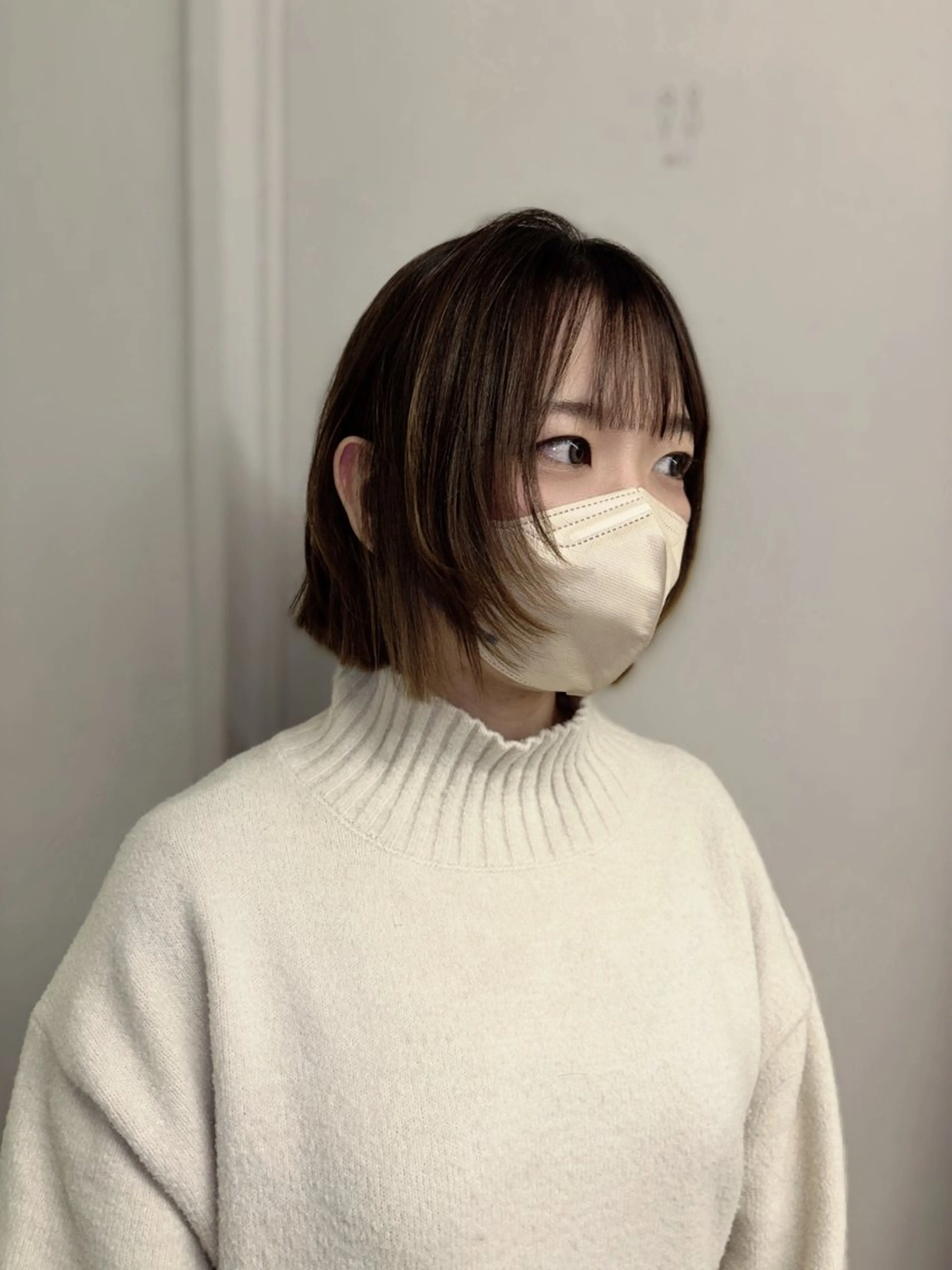 ショート ボブレイヤー ケアカラー ピンクブラウン ボブ 顔まわりレイヤー レイヤーカット/ 酸性ストレート梅田のヘアスタイル