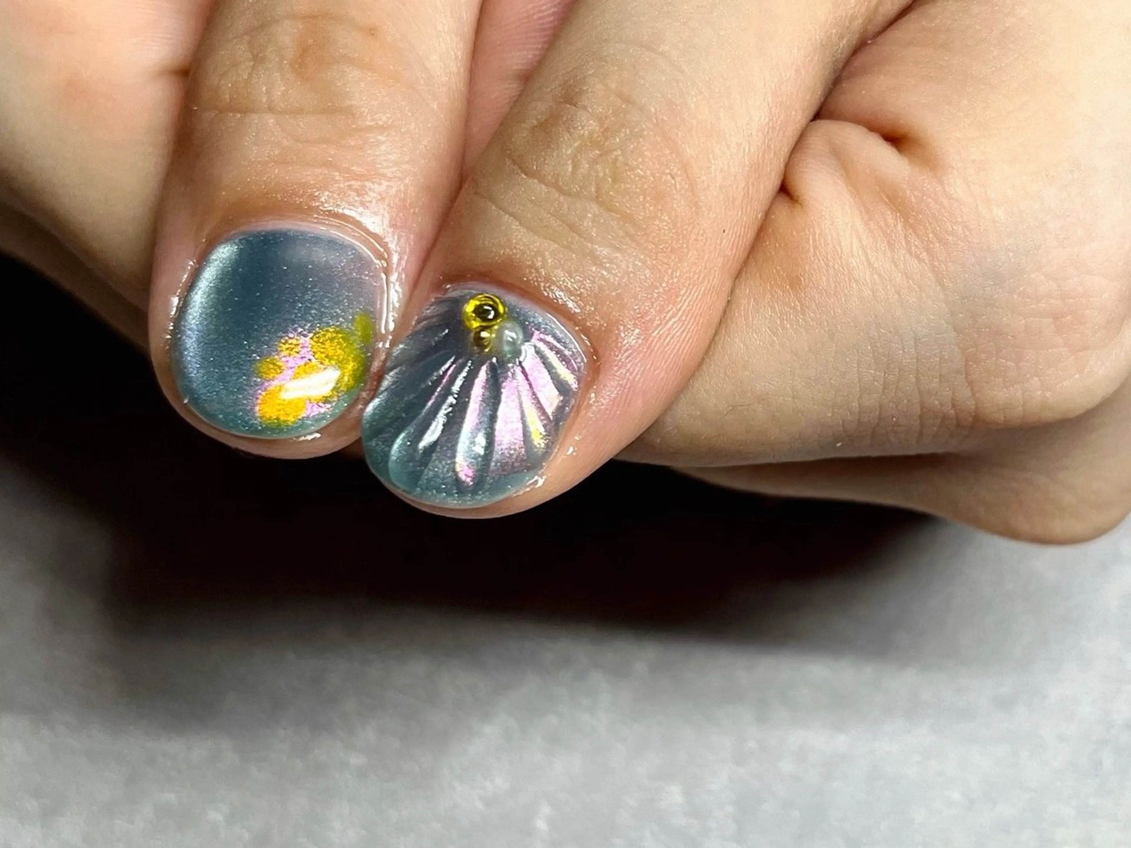 ネイル オーロラネイル ブルー マグネットネイル ハンドネイル kupu所属・ネイルサロン kupuのネイルデザイン