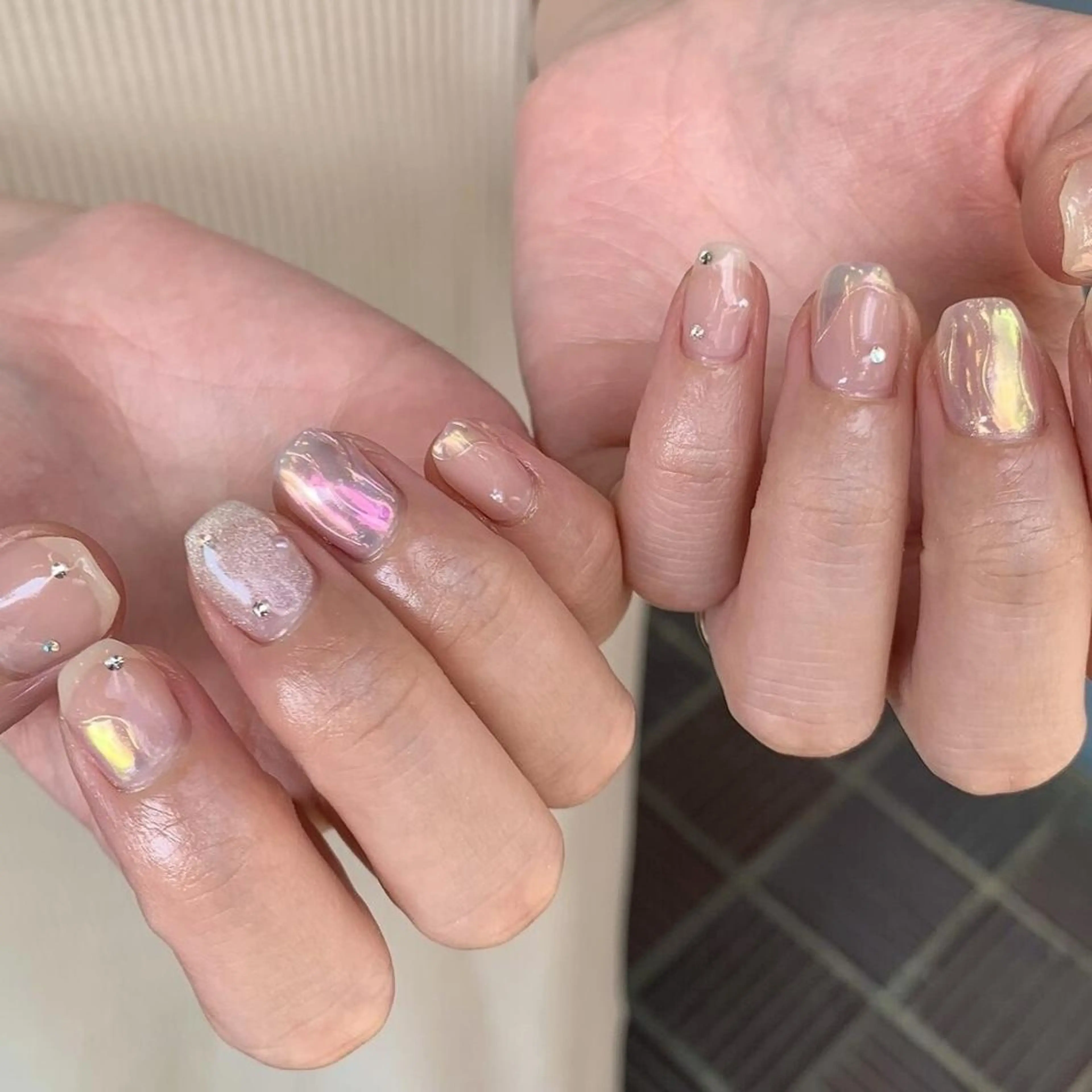 ネイル アートネイル オーロラネイル ジェルネイル ニュアンスネイル パラジェル ハンドネイル 【パラジェル認定】 newiネイル京橋のネイルデザイン