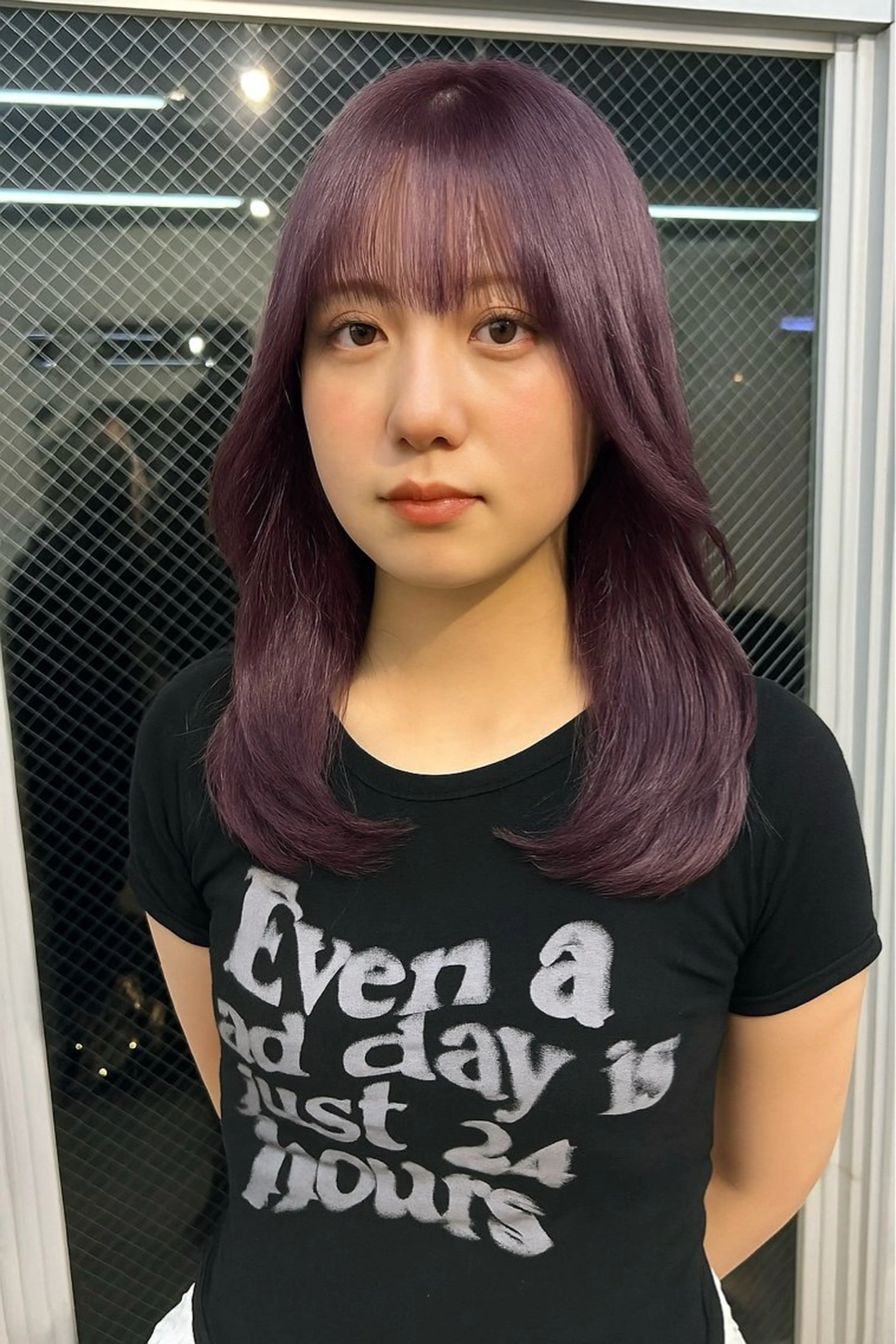 ミディアム カラー グレージュ ラベンダーカラー ラベンダーグレージュ ラベンダーグレー ヘアカラー [lani ] konatsuのヘアスタイル