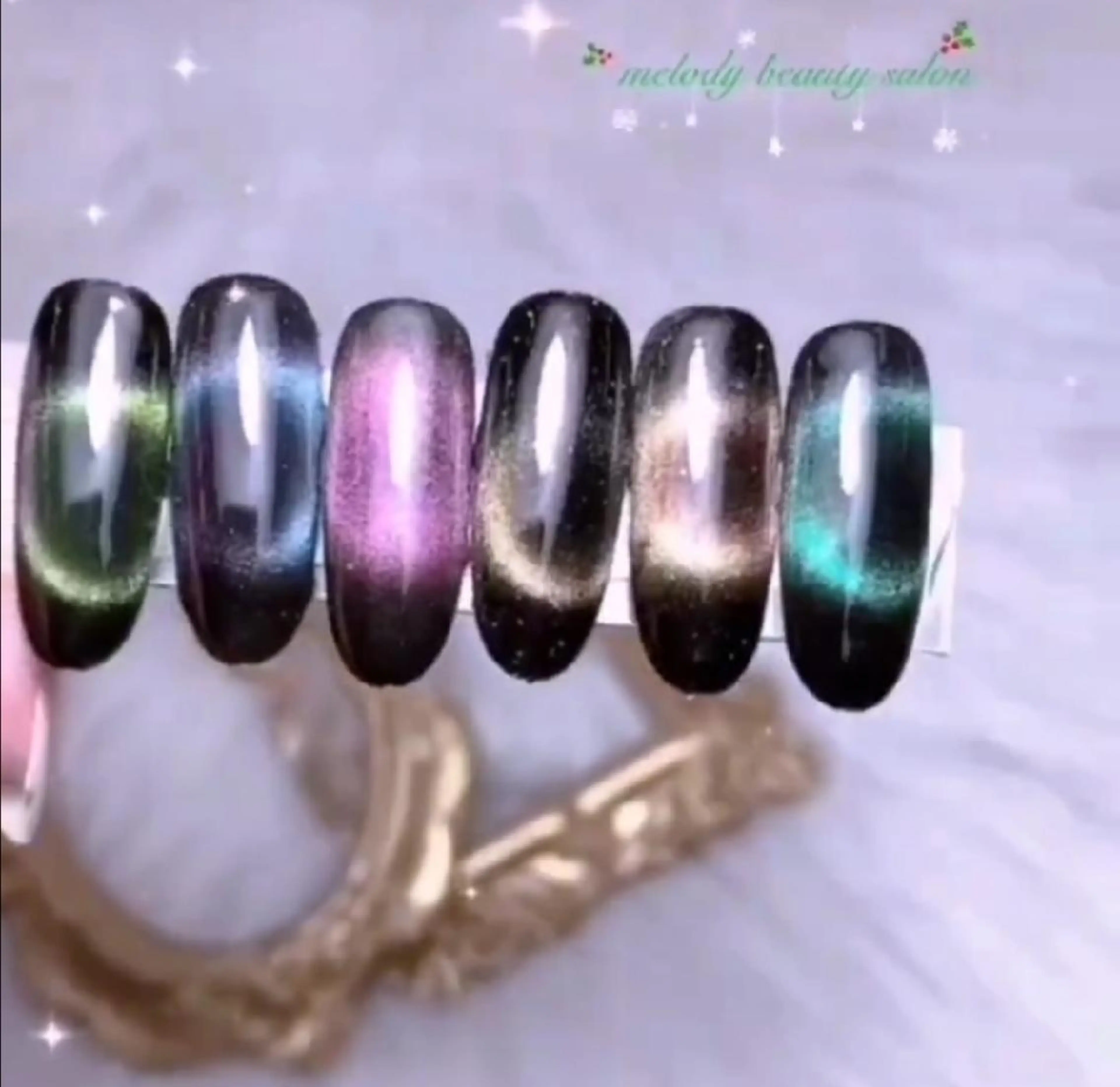 ネイル オーロラネイル ジェルネイル マグネットネイル シンプルネイル バレンタイン Melody  3D/スカルプ専門店のネイルデザイン