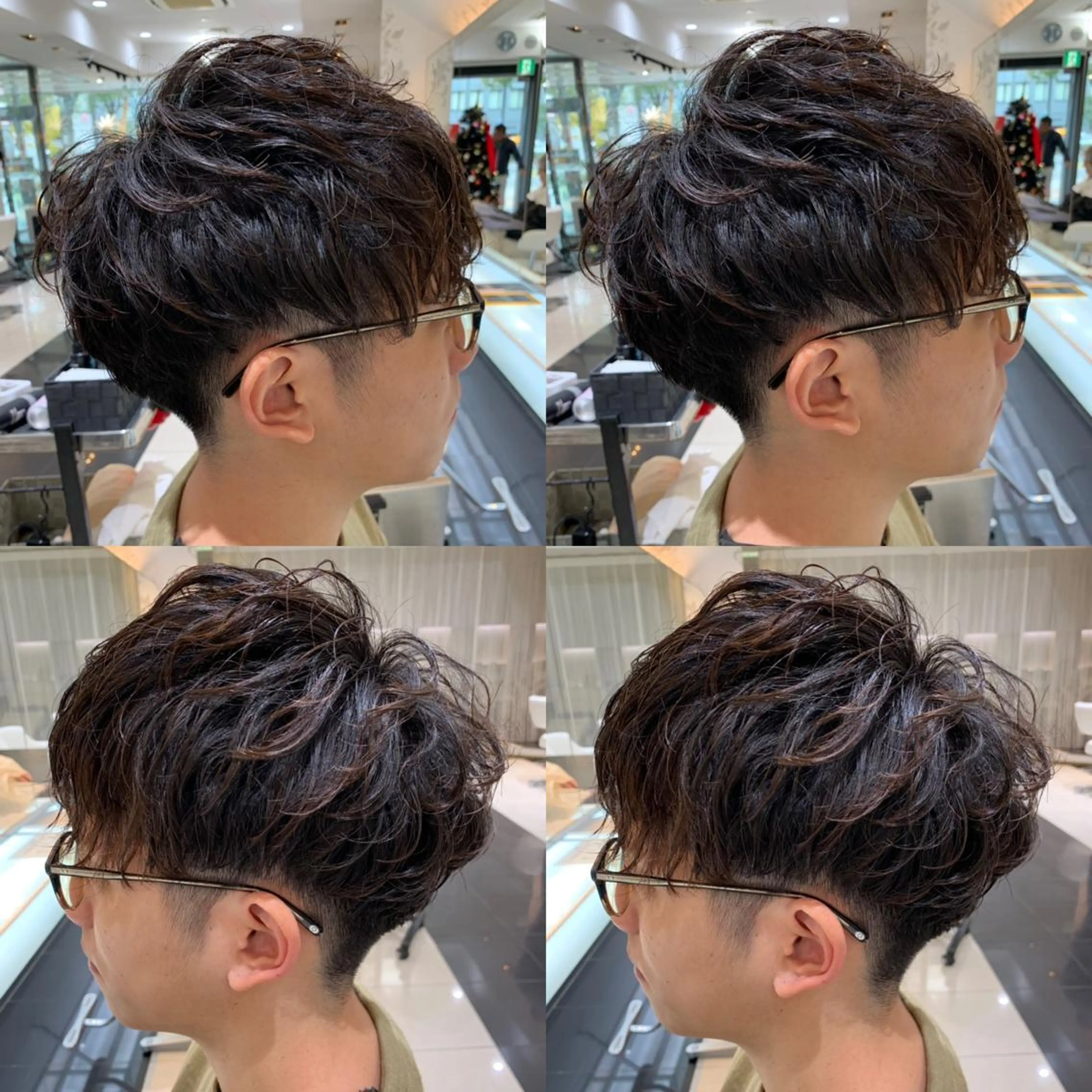 ショート パーマ メンズ マッシュ メンズパーマ スパイラルパーマ 赤み消しカラー /透明感カラー 上長のヘアスタイル