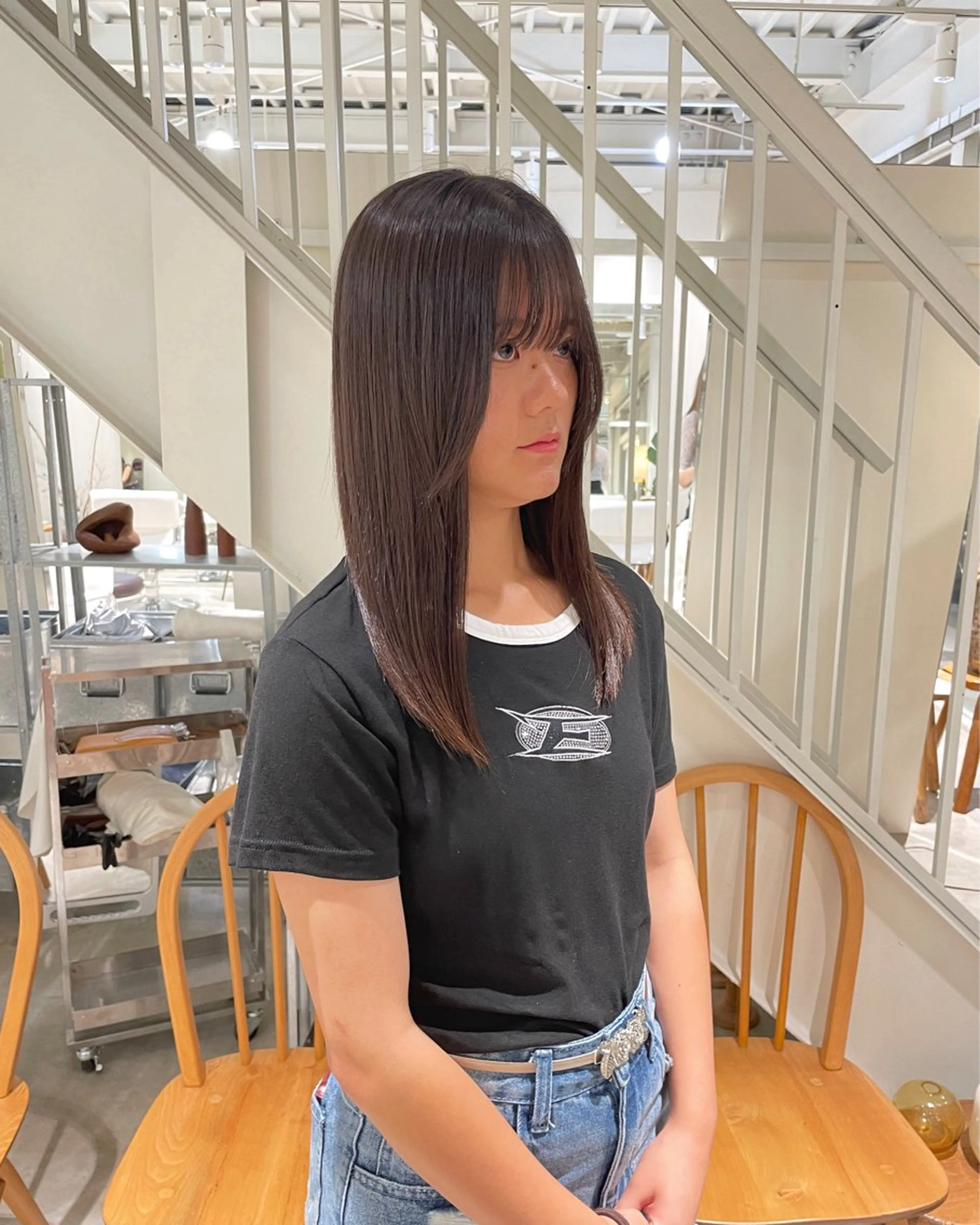 ロング 縮毛矯正 安西 香利奈のヘアスタイル