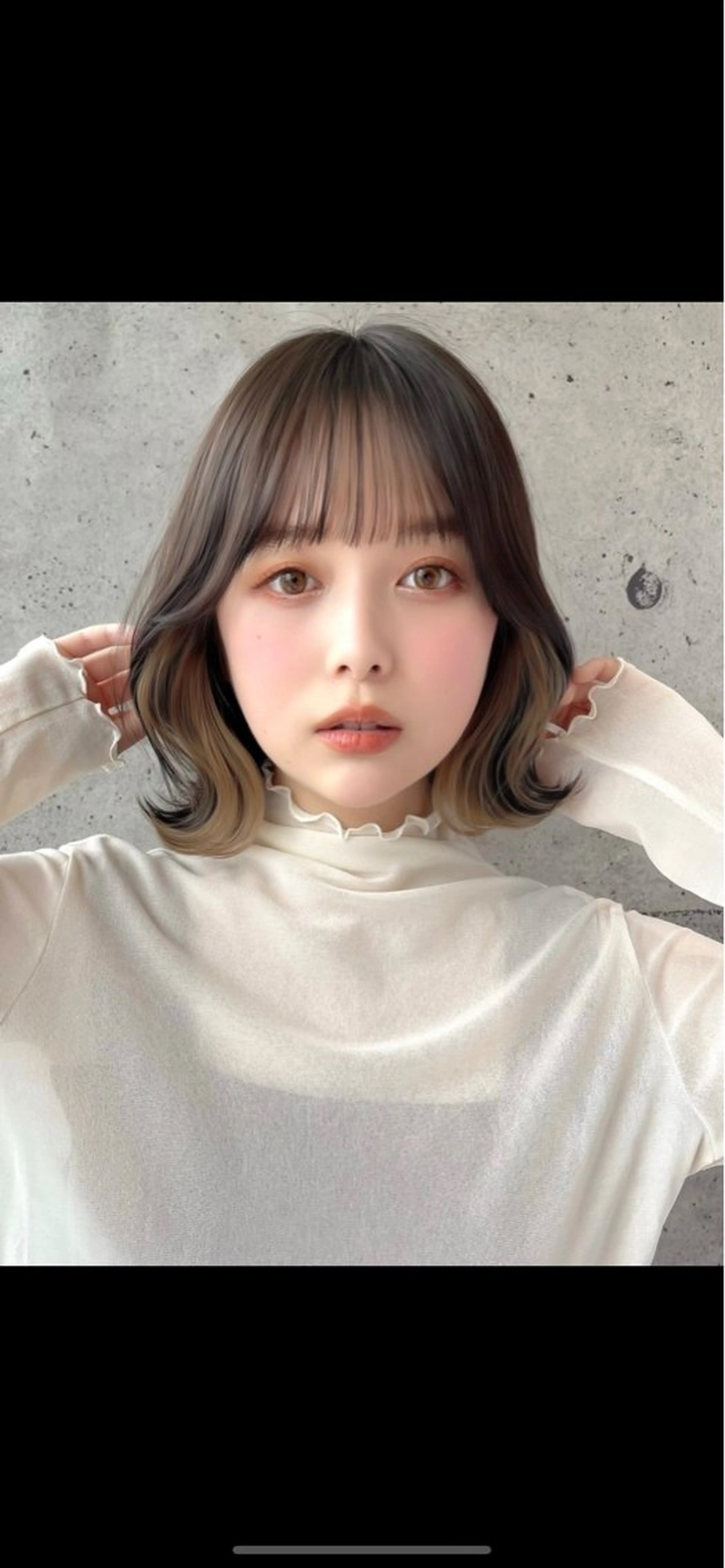 ミディアム カラー イヤリングカラー ボブ くびれヘア カット ヘアカラー トリートメント 日本一の小顔カット/ ボブ/顔周り/韓国のヘアスタイル