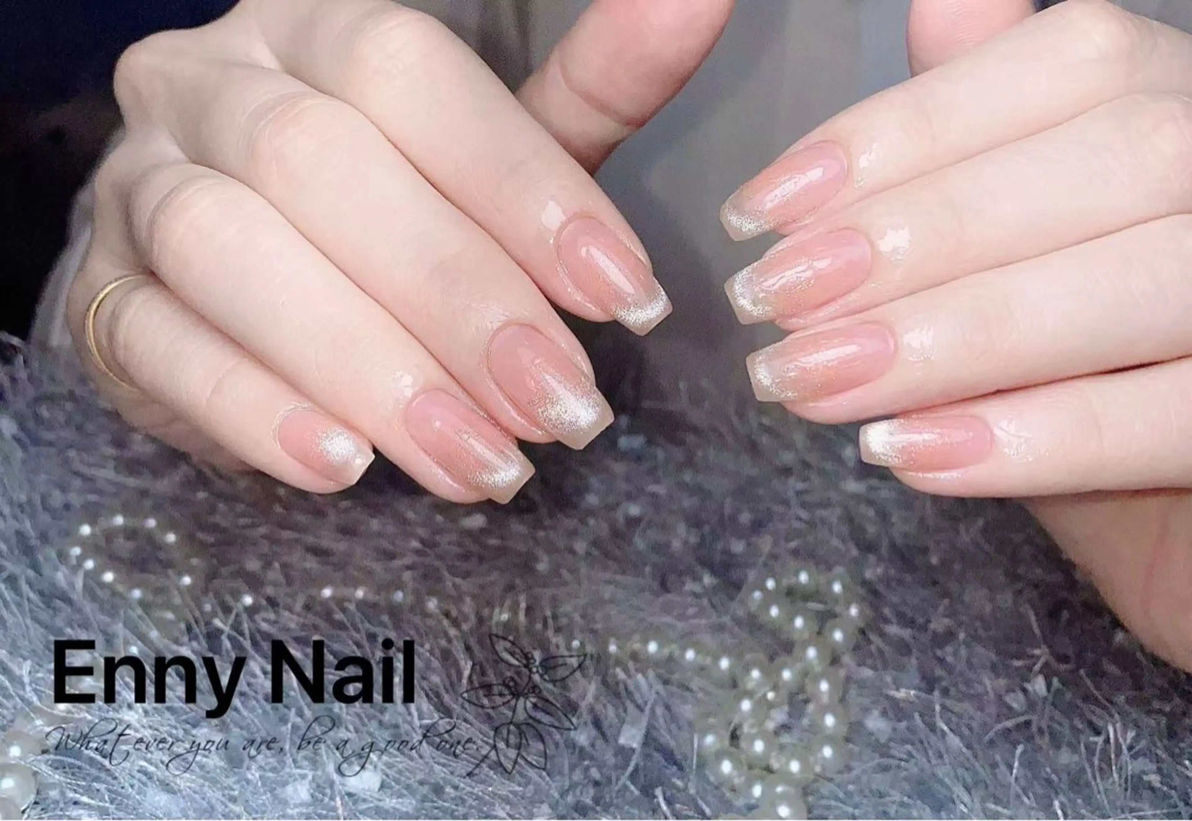 ネイル チークネイル フットネイル フレンチネイル ジェルネイル ガラスフレンチ Nailsalon Ennyのネイルデザイン