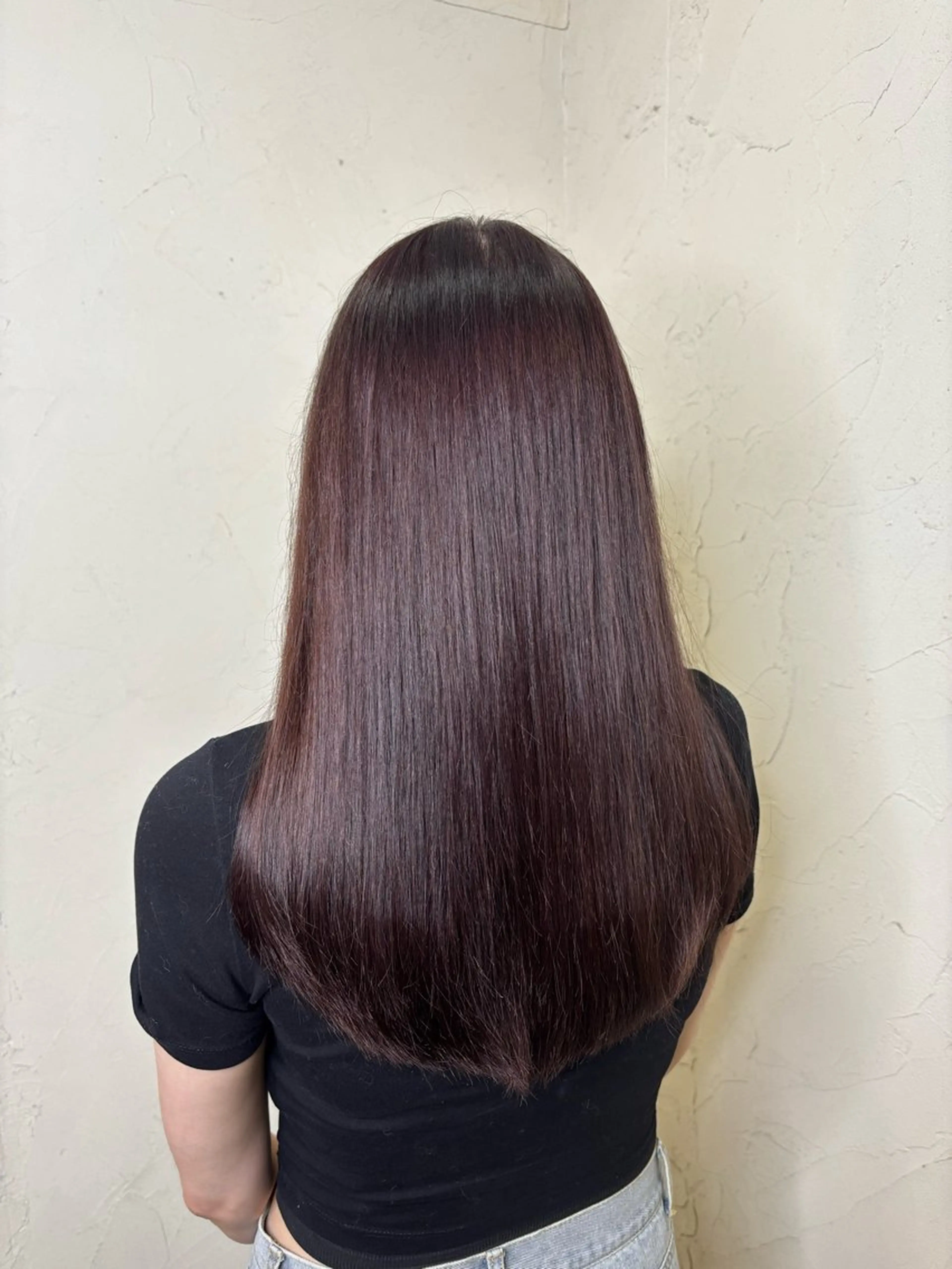 ロング カット ヘアカラー トリートメント 顔周り/暗髪カラー 艶カラー/アベマホのヘアスタイル