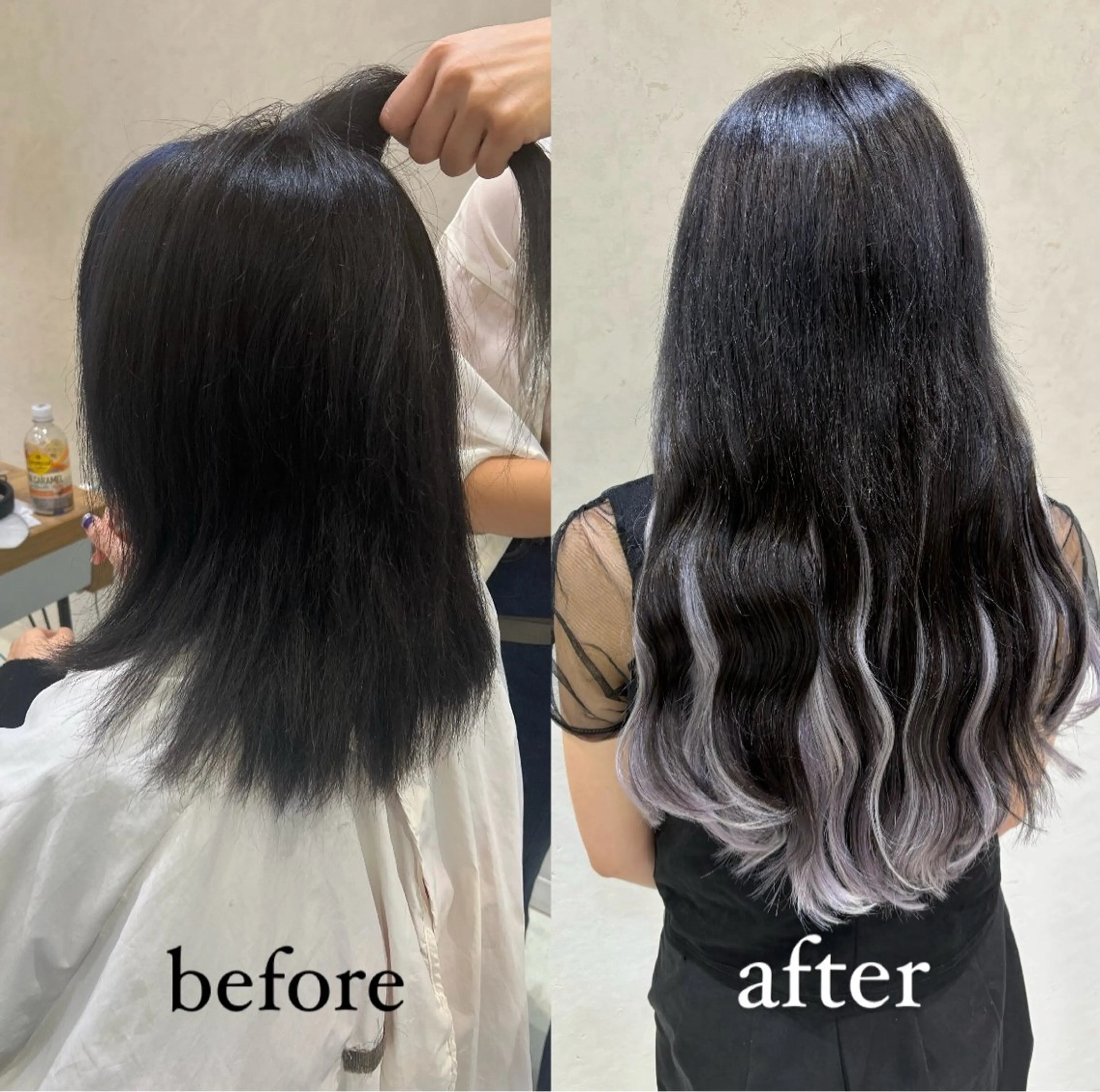 セミロング カラー ヘアアレンジ ヘアカラー エクステ ayumi🌈 インナーカラー🌈のヘアスタイル