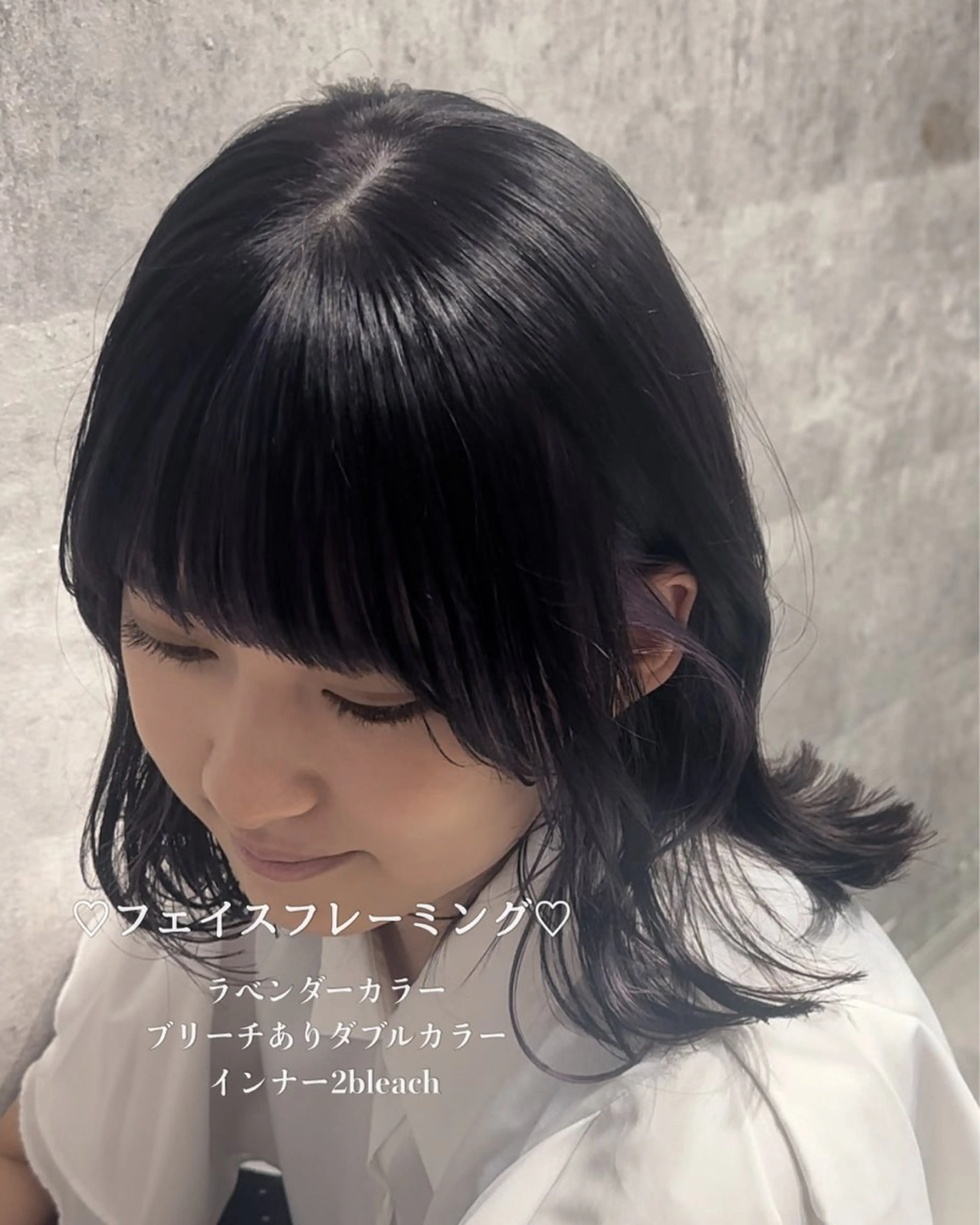 ミディアム カラー ミストバング ブリーチ ディープラベンダー デザインカラー ダブルカラー カット ヘアカラー トリートメント 🪄🫧ハイトーン/ 乙津茜🐰L'wisのヘアスタイル