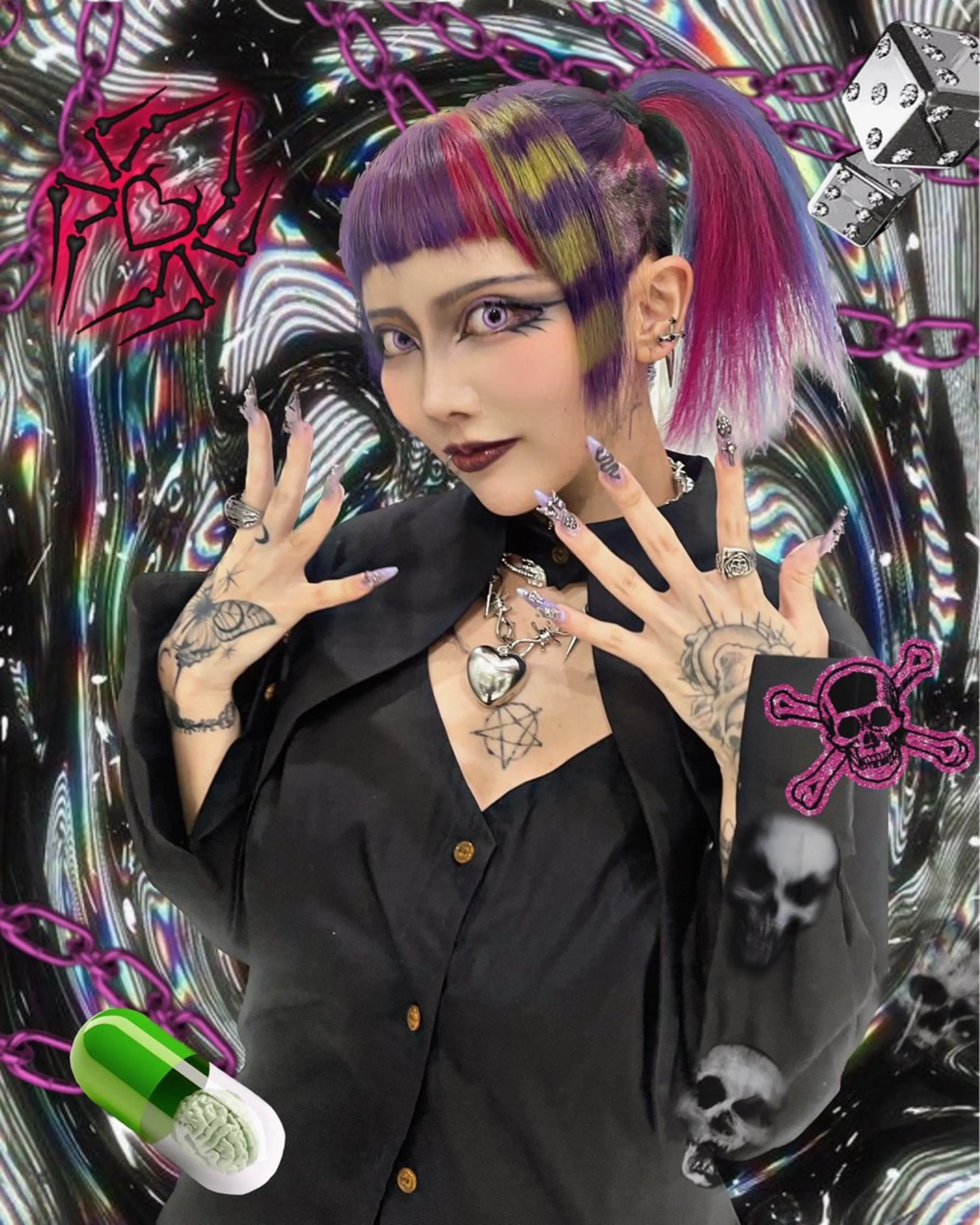 セミロング ヘアカラー 🍭ハイトーン/ デザインカラー🦄のヘアスタイル