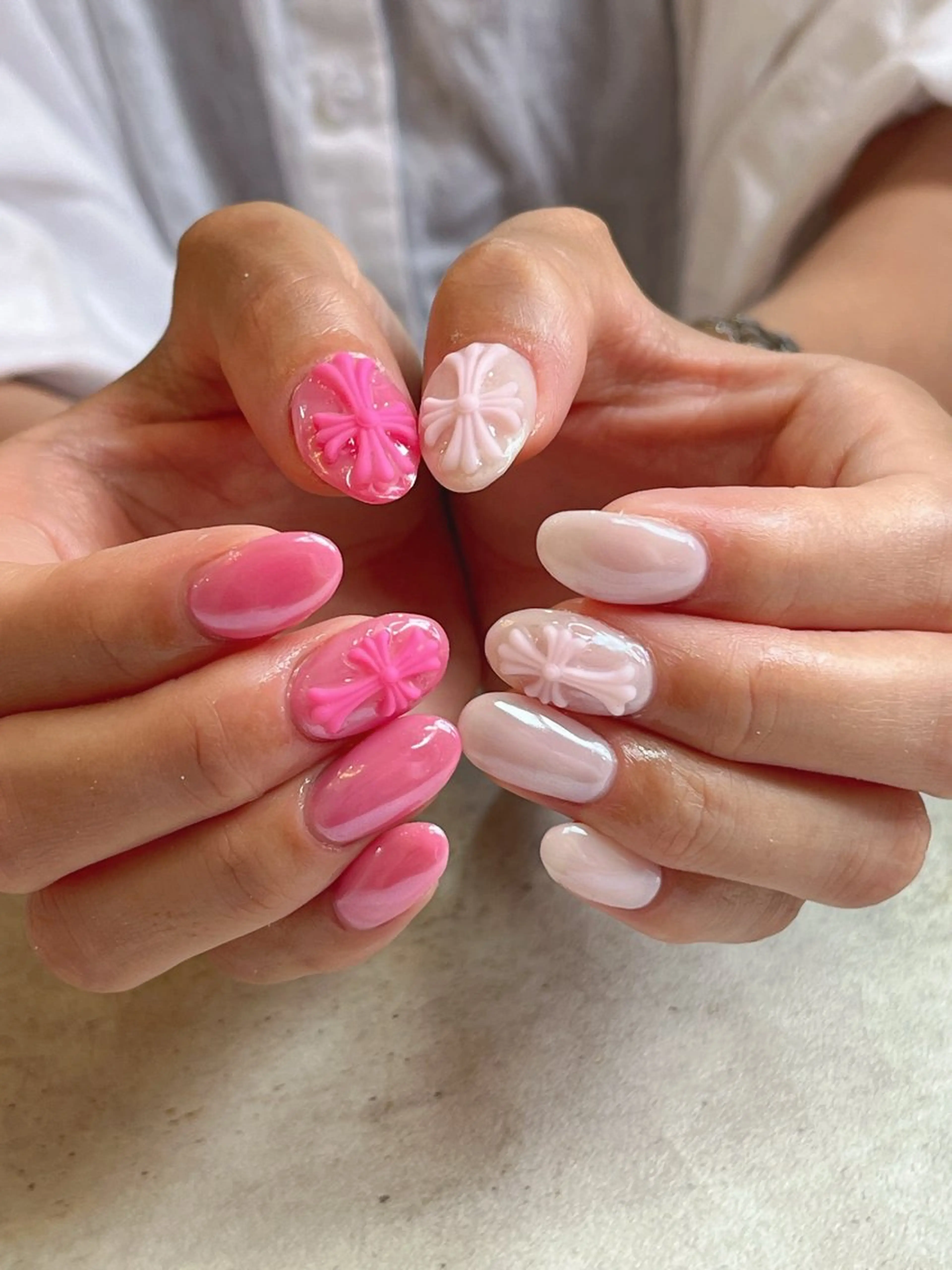 ネイル ミラーネイル ピンク シンプルネイル ハンドネイル r.nailBY α 大阪福島区/岸本🧸のネイルデザイン