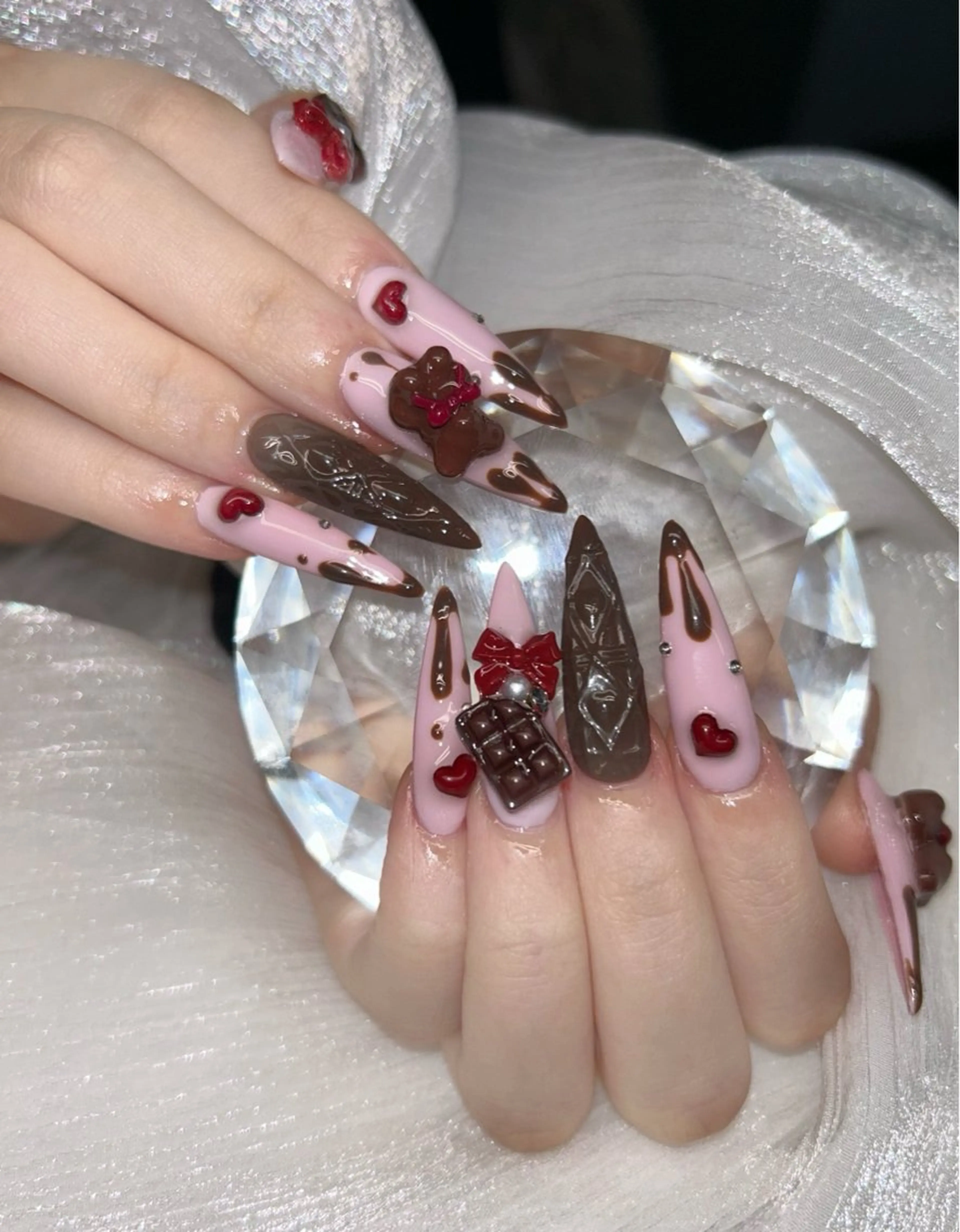 ネイル アートネイル オーロラネイル チークネイル 長さ出し フットネイル Chan nailsのネイルデザイン