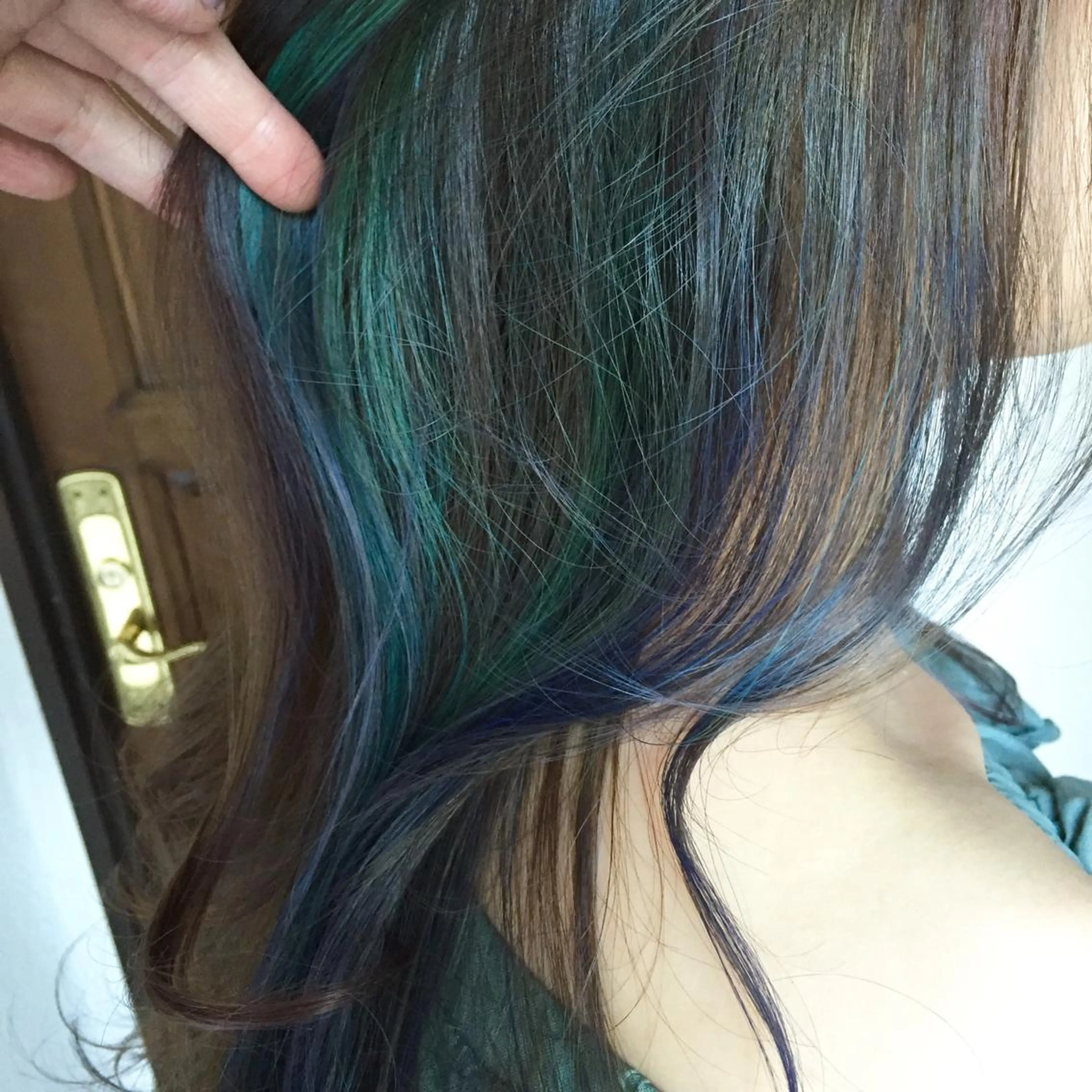 ロング カラー ブルーカラー インナーカラー ネイビーカラー noce harumiのヘアスタイル