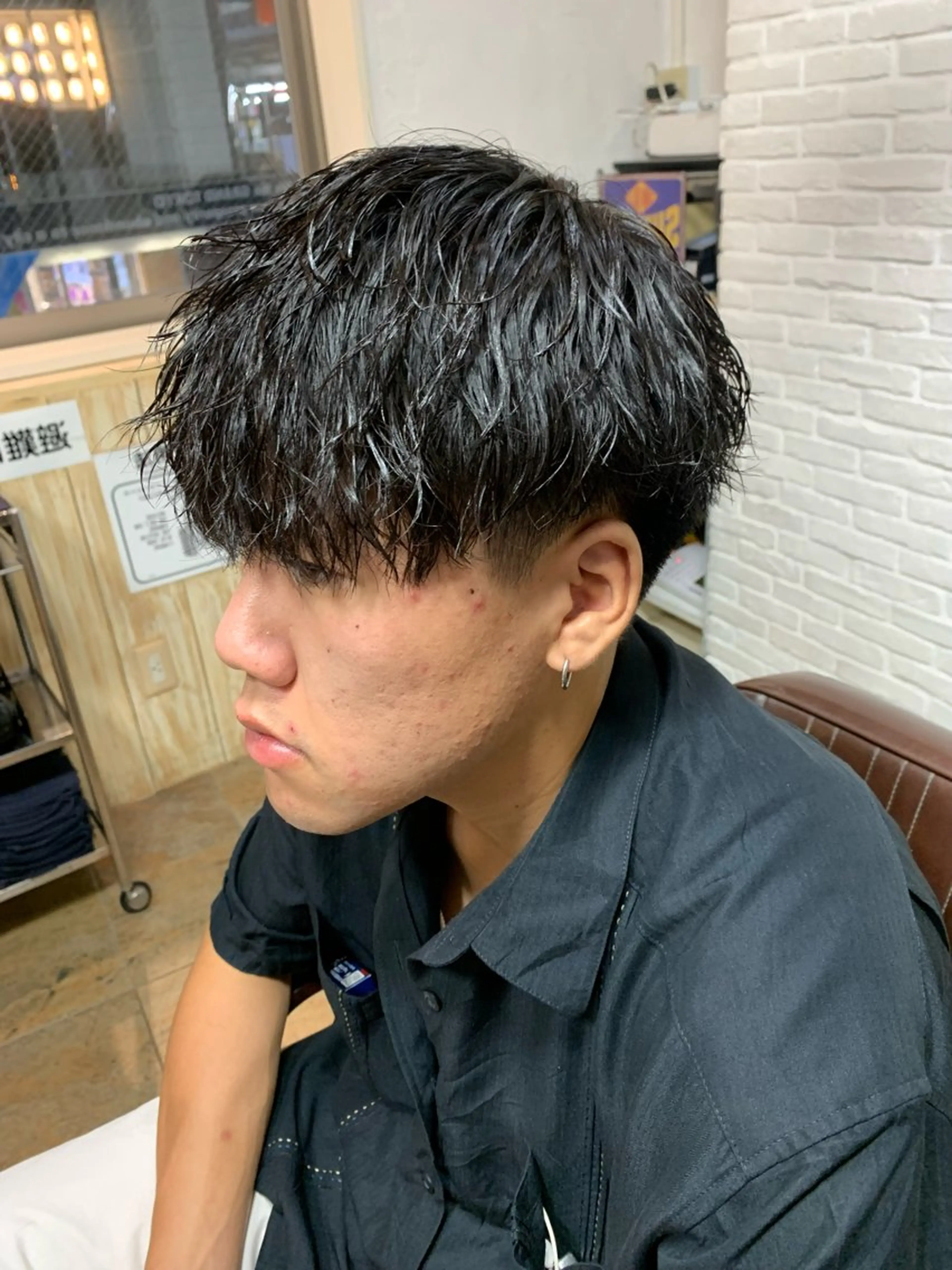 ショート メンズ マッシュ メンズパーマ 刈り上げ 波巻きパーマ フェードカット/メン ズパーマ/森巧真のヘアスタイル
