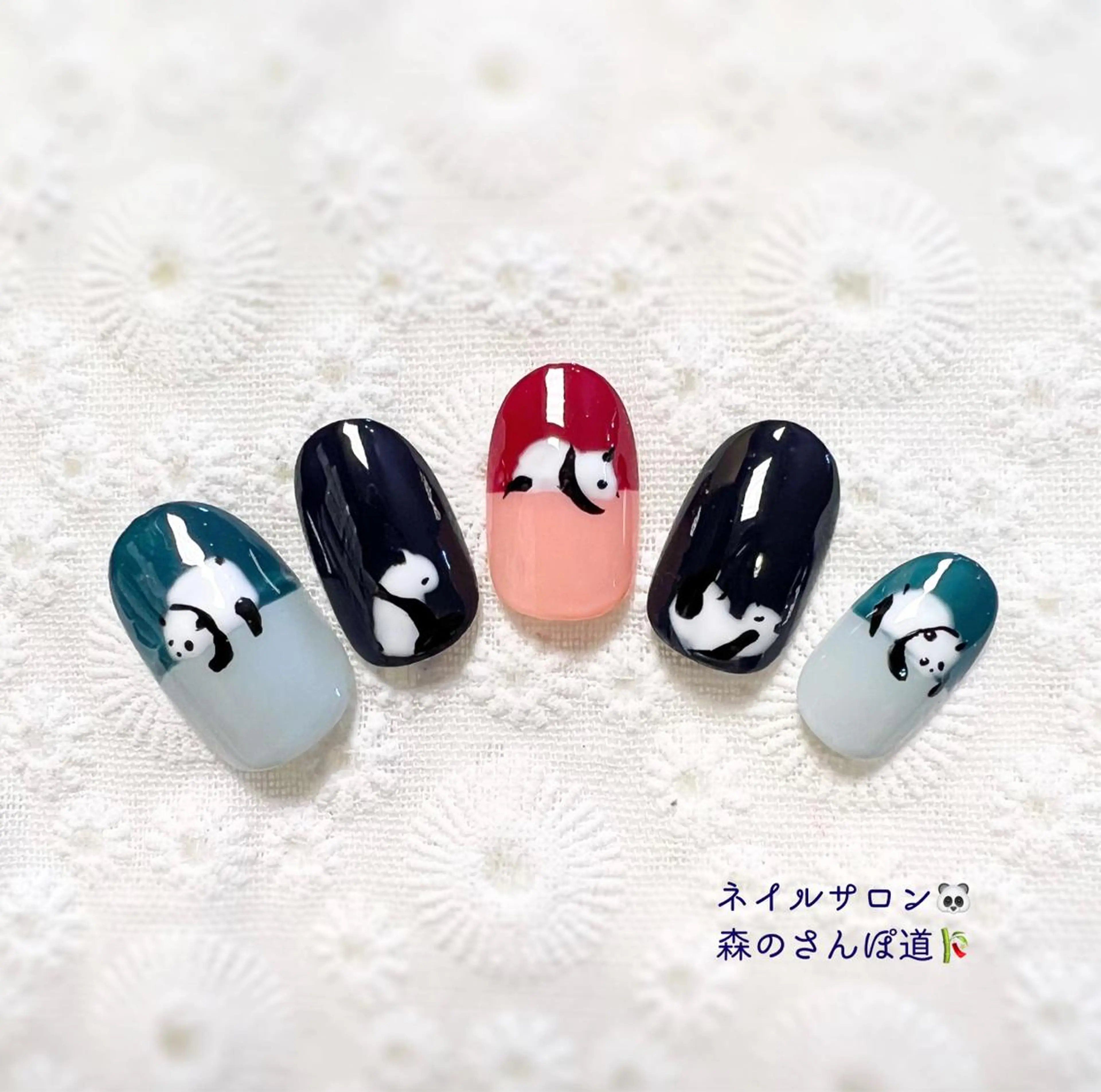 ネイル ハンドネイル ショートネイル 森のさんぽ道のネイルデザイン