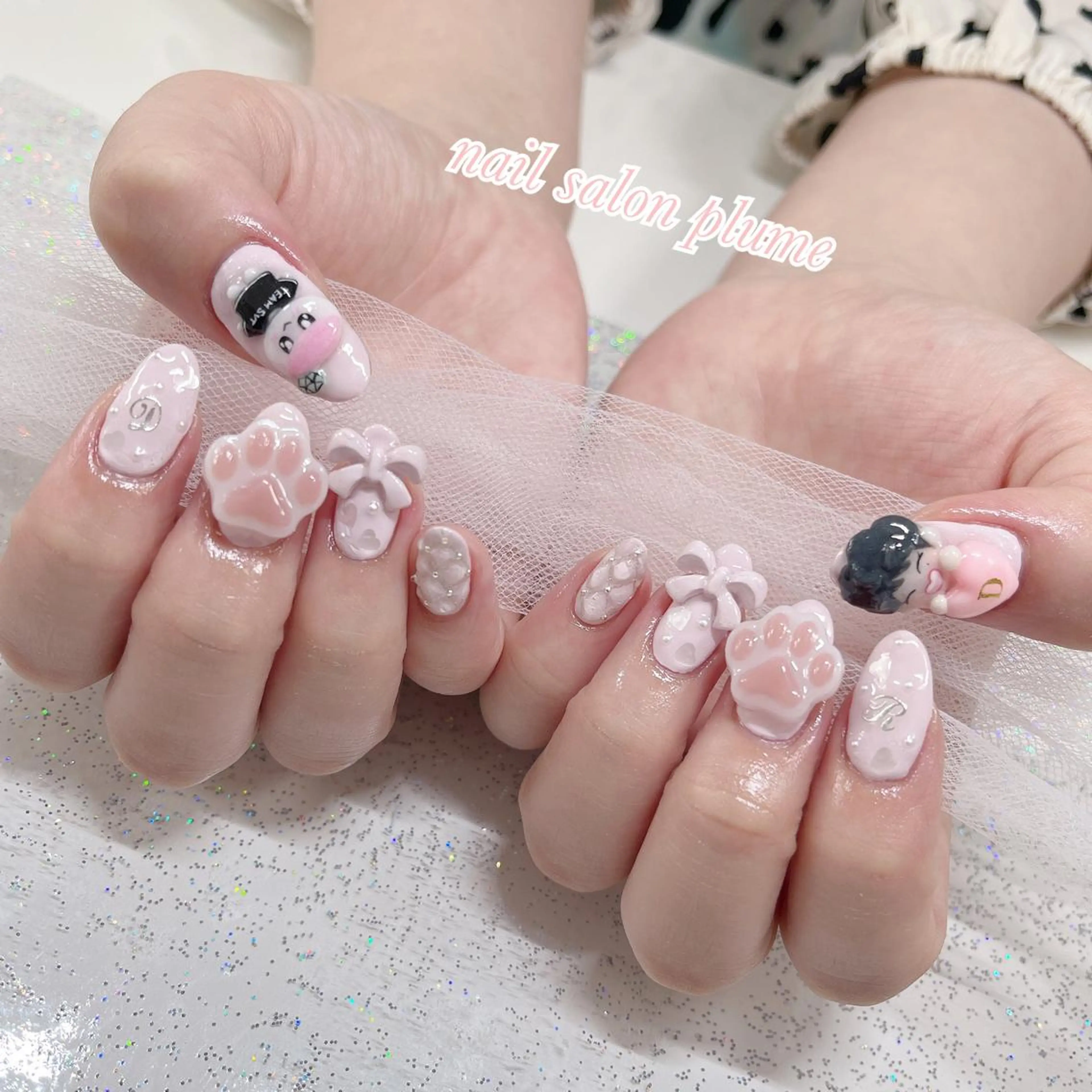 ネイル アートネイル ガーリー ハート 韓国ネイル 持ち込み ハンドネイル plume nail ☆韓国ネイルのネイルデザイン