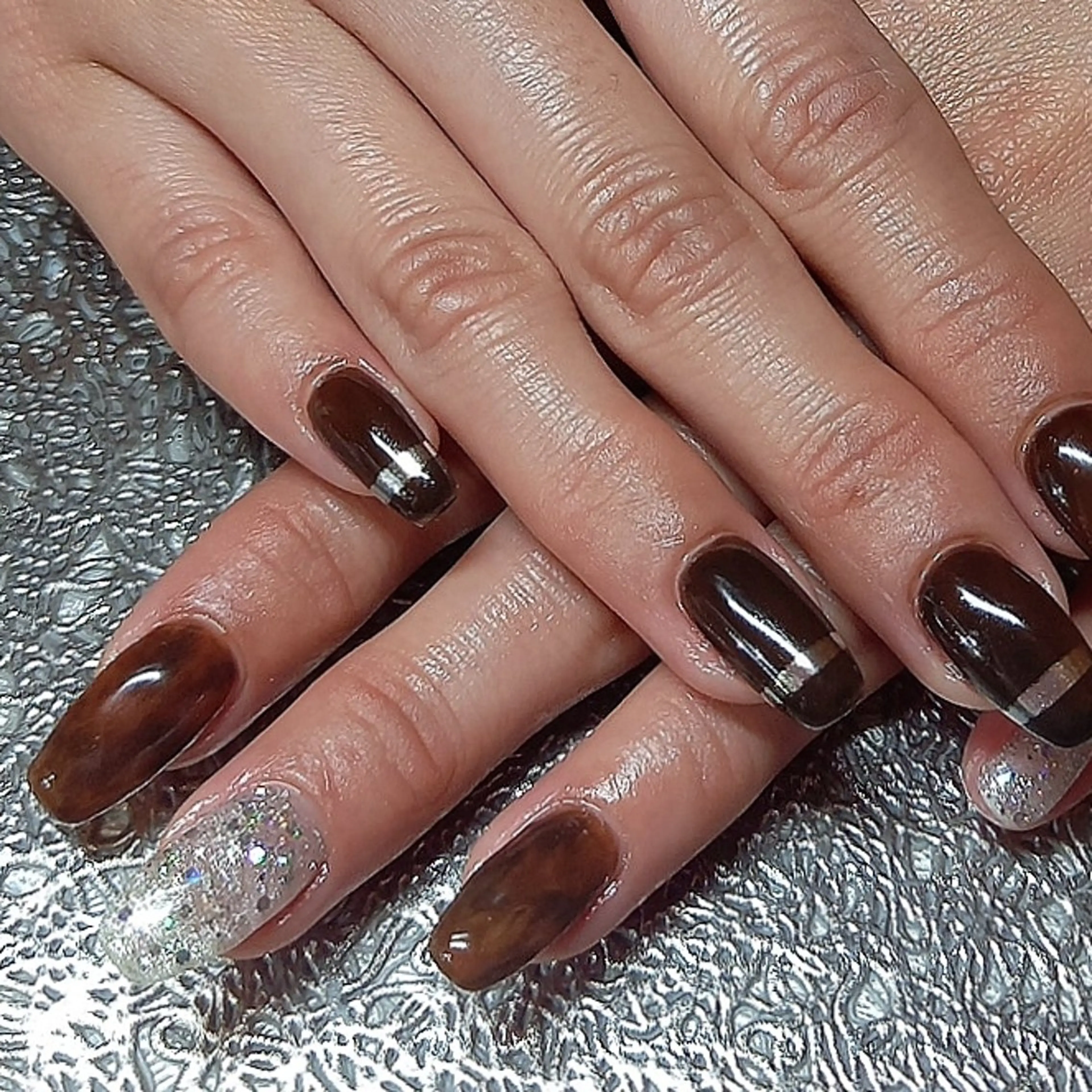 ネイル べっ甲ネイル ブラウン salon de  Princessのネイルデザイン