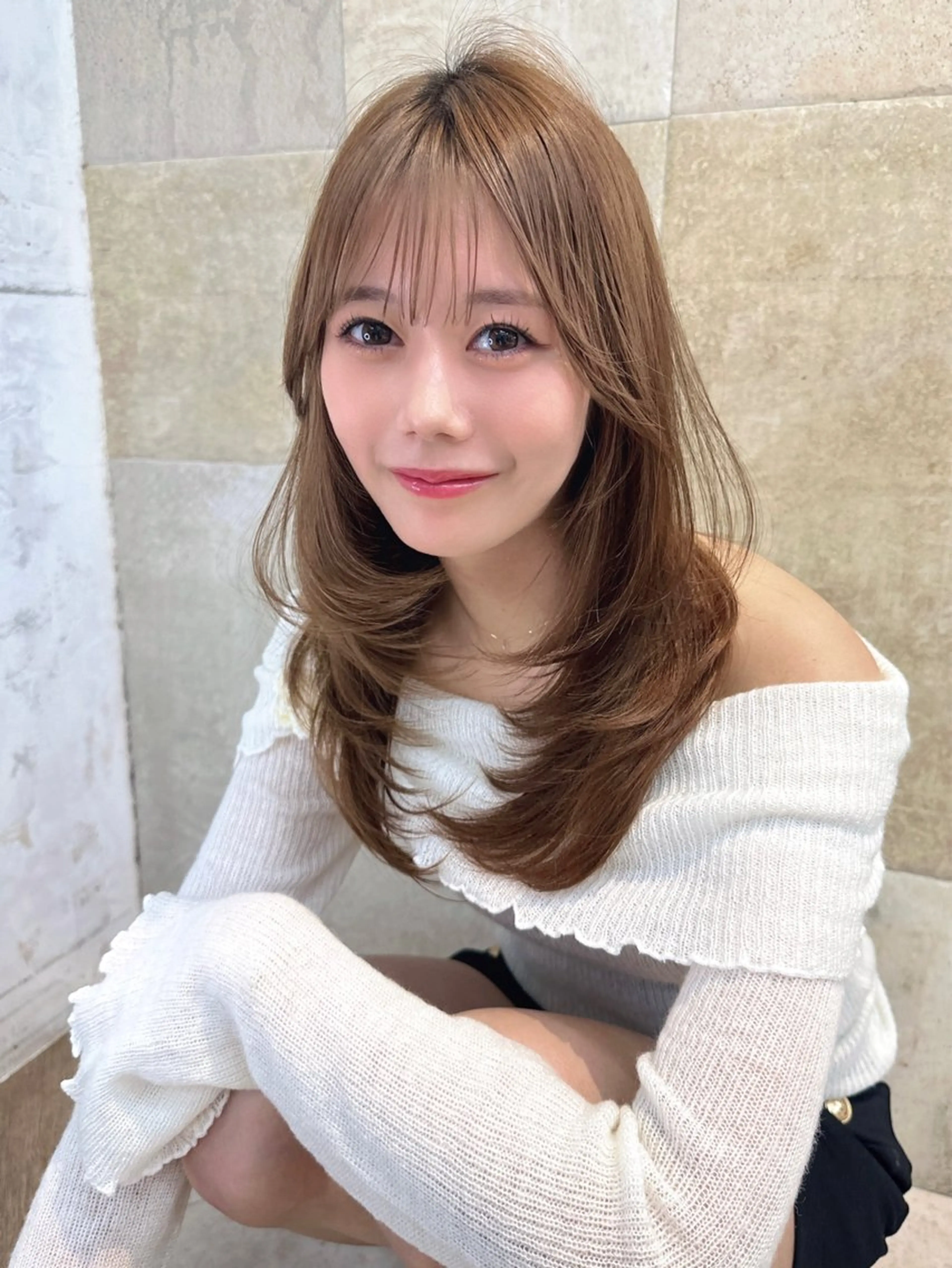 ミディアム カラー 荻野 峻輔/レイヤー /透明感カラーのヘアスタイル