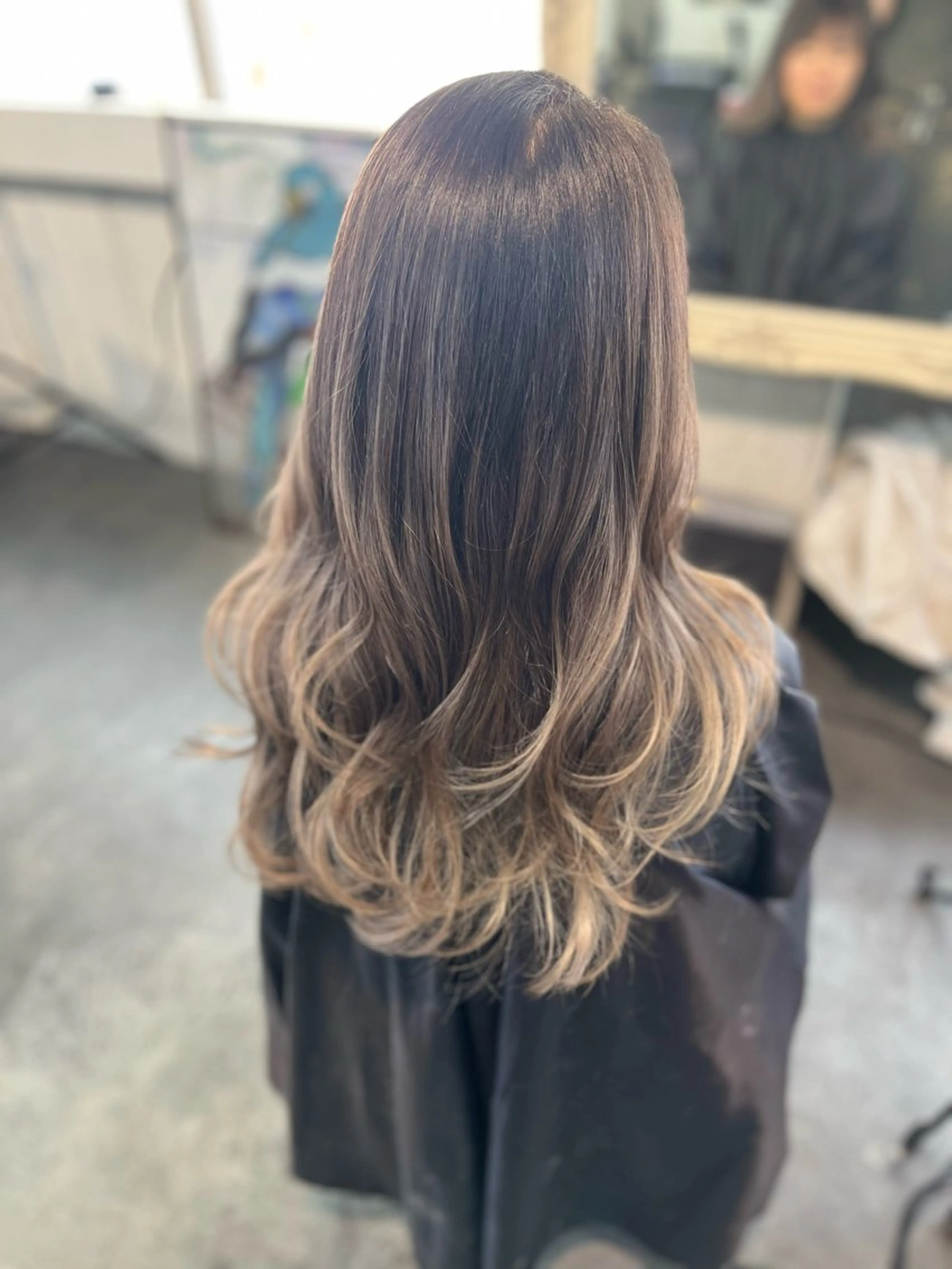 ロング カラー バレイヤージュ レイヤーカット カット ヘアカラー Mariana雛/ 西大分/ハイライトのヘアスタイル