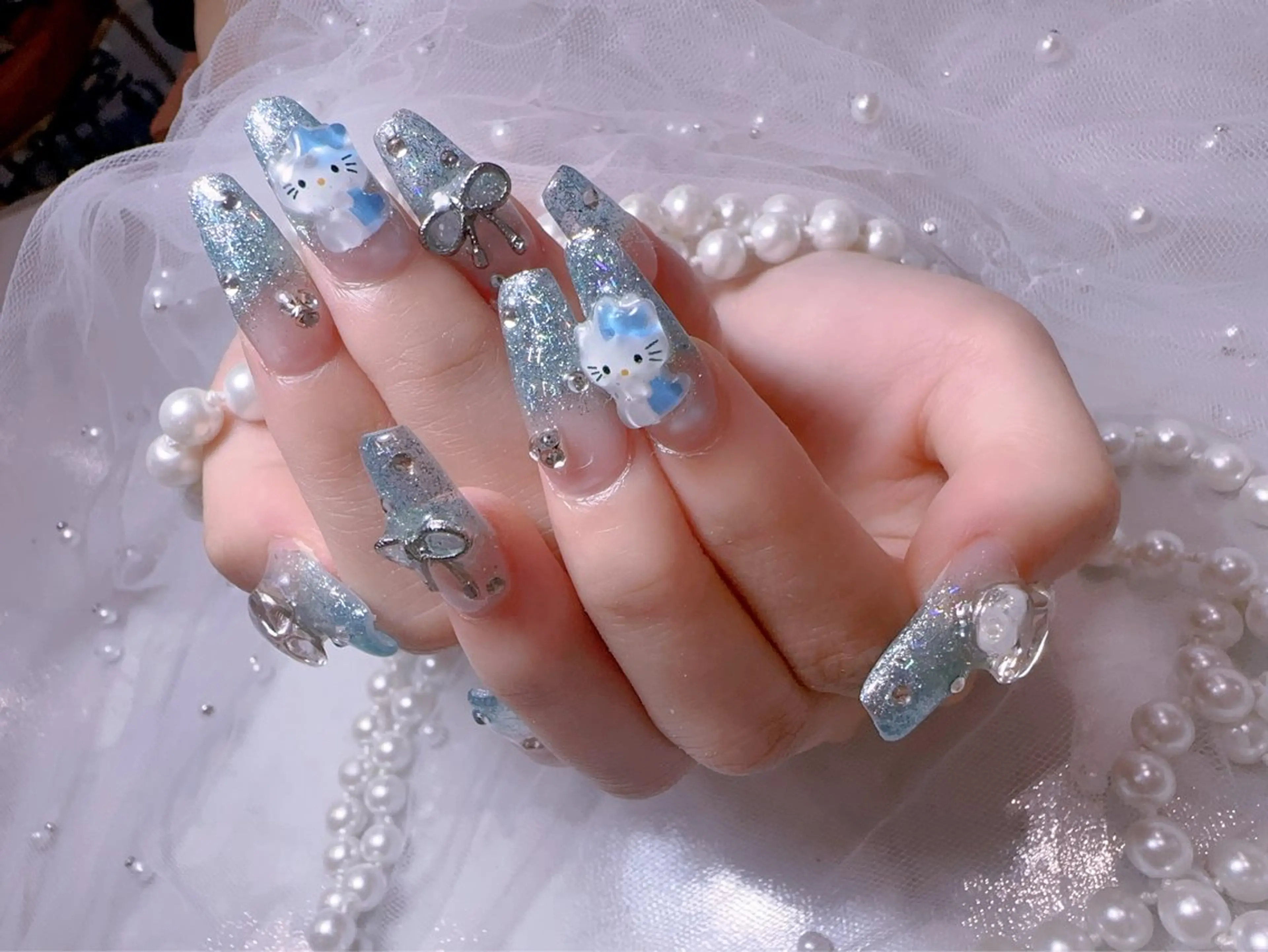 ネイル アートネイル フラッシュネイル フレンチネイル ジェルネイル ガラスフレンチ ハンドネイル You&Me Miyuのネイルデザイン