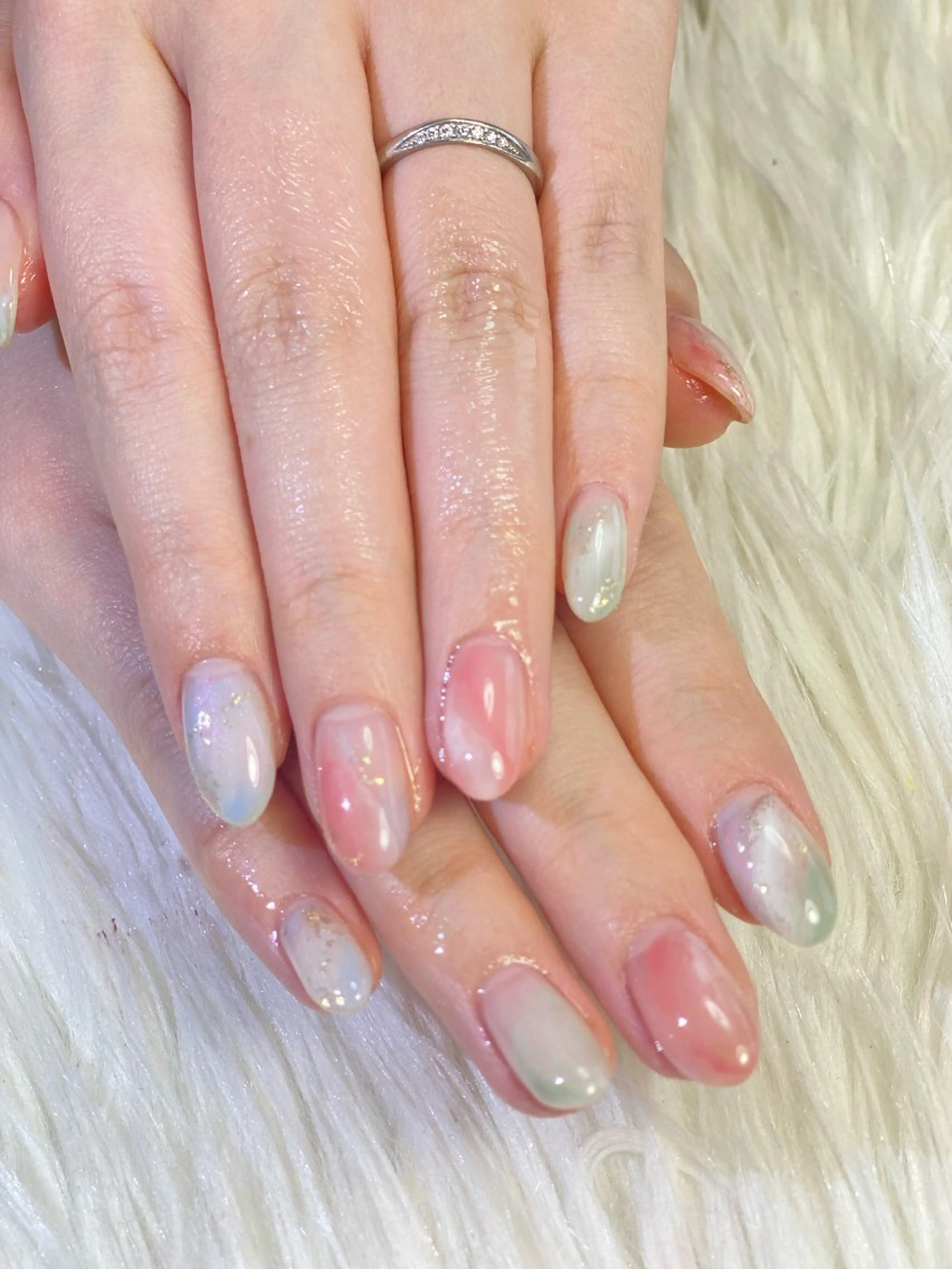 ネイル ニュアンスネイル 春ネイル ハンドネイル Esthetic Will所属・will 有希のネイルデザイン