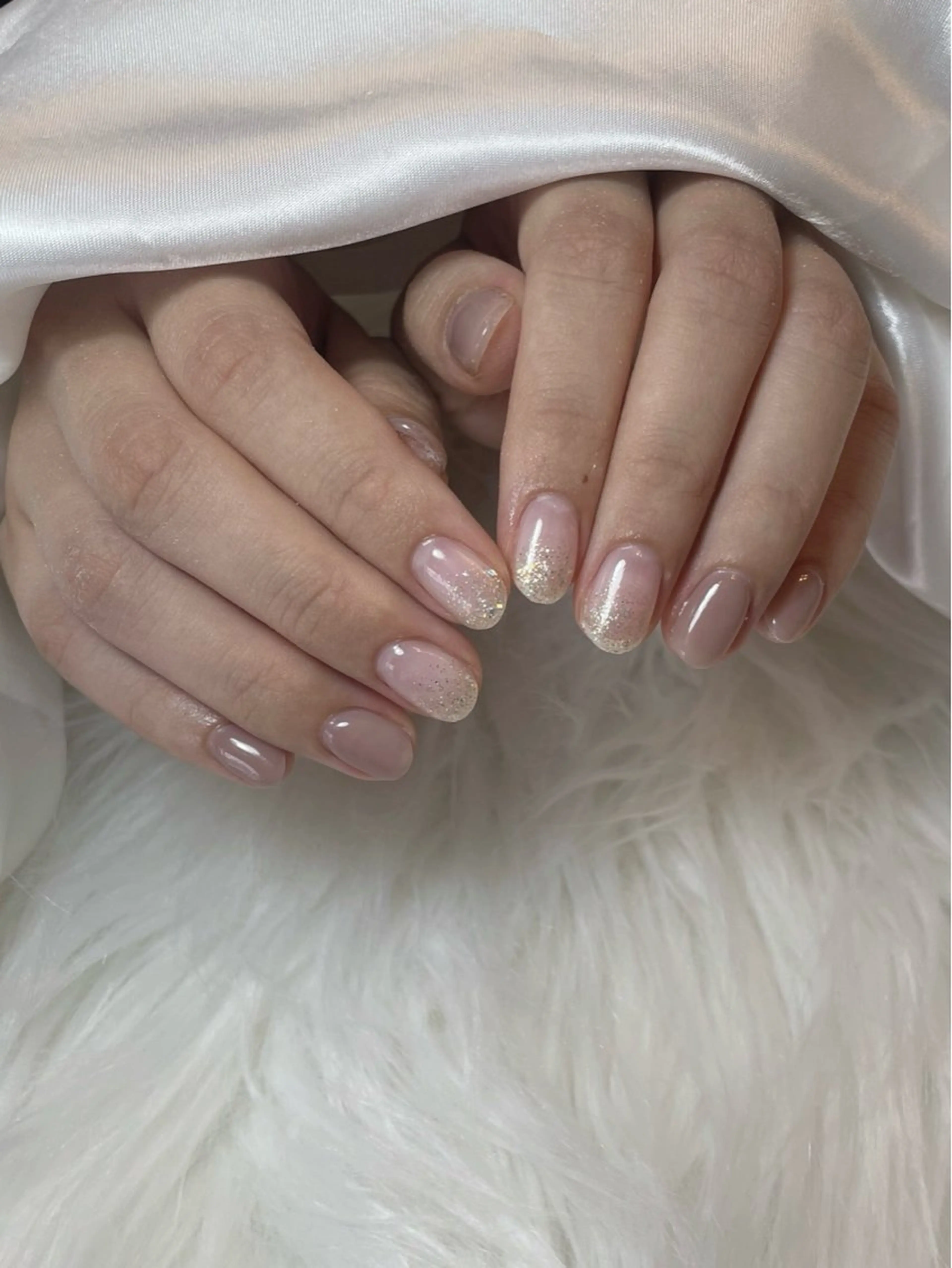 ネイル ブルー フレンチネイル キラキラネイル ラメ(グリッター) ラメグラデーション ハンドネイル timtam --sakiのネイルデザイン