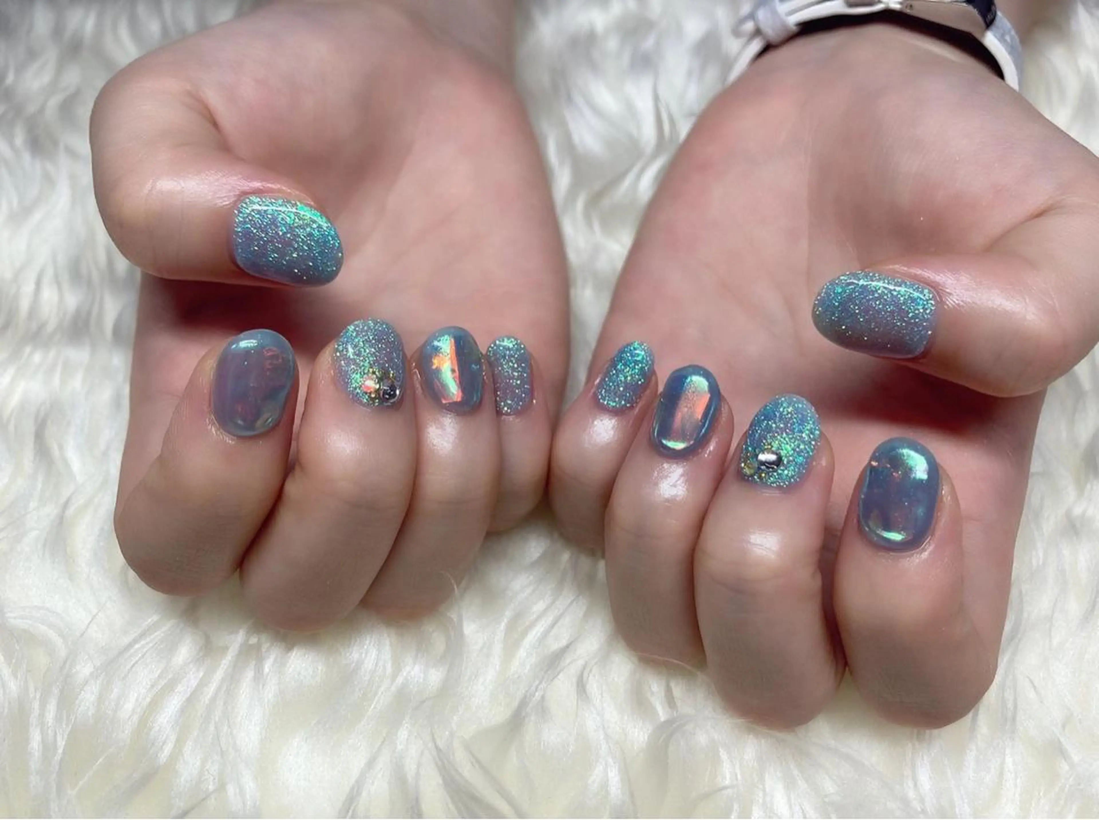 ネイル ジェルネイル 氷ネイル・うるうるネイル パラジェル スカルプネイル Nail&eye Belire 新宿のネイルデザイン