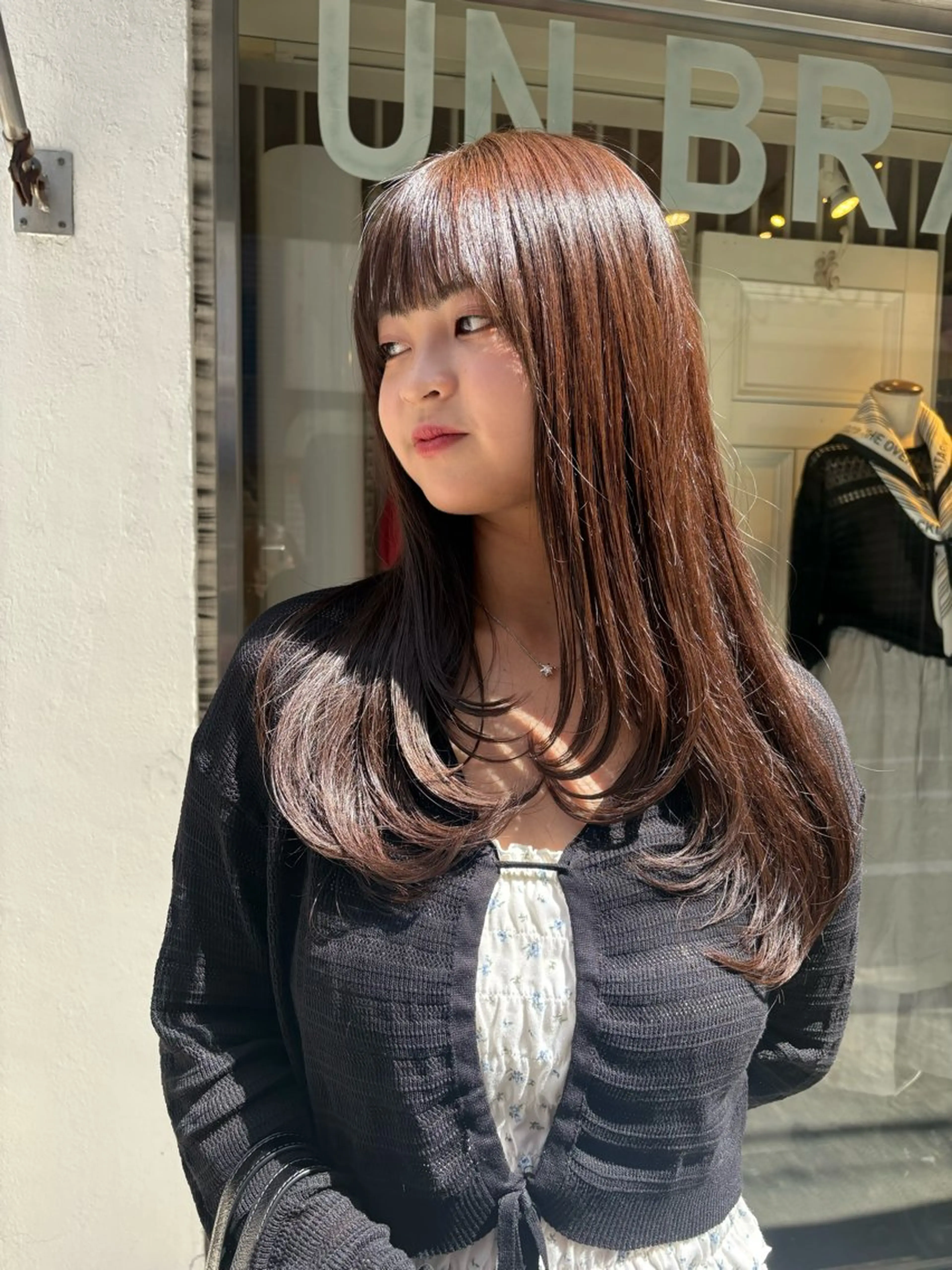 セミロング カラー ブラウンカラー レイヤーカット カット ヘアカラー トリートメント なぎさ 🎀  / 透明感カラー/心斎橋のヘアスタイル