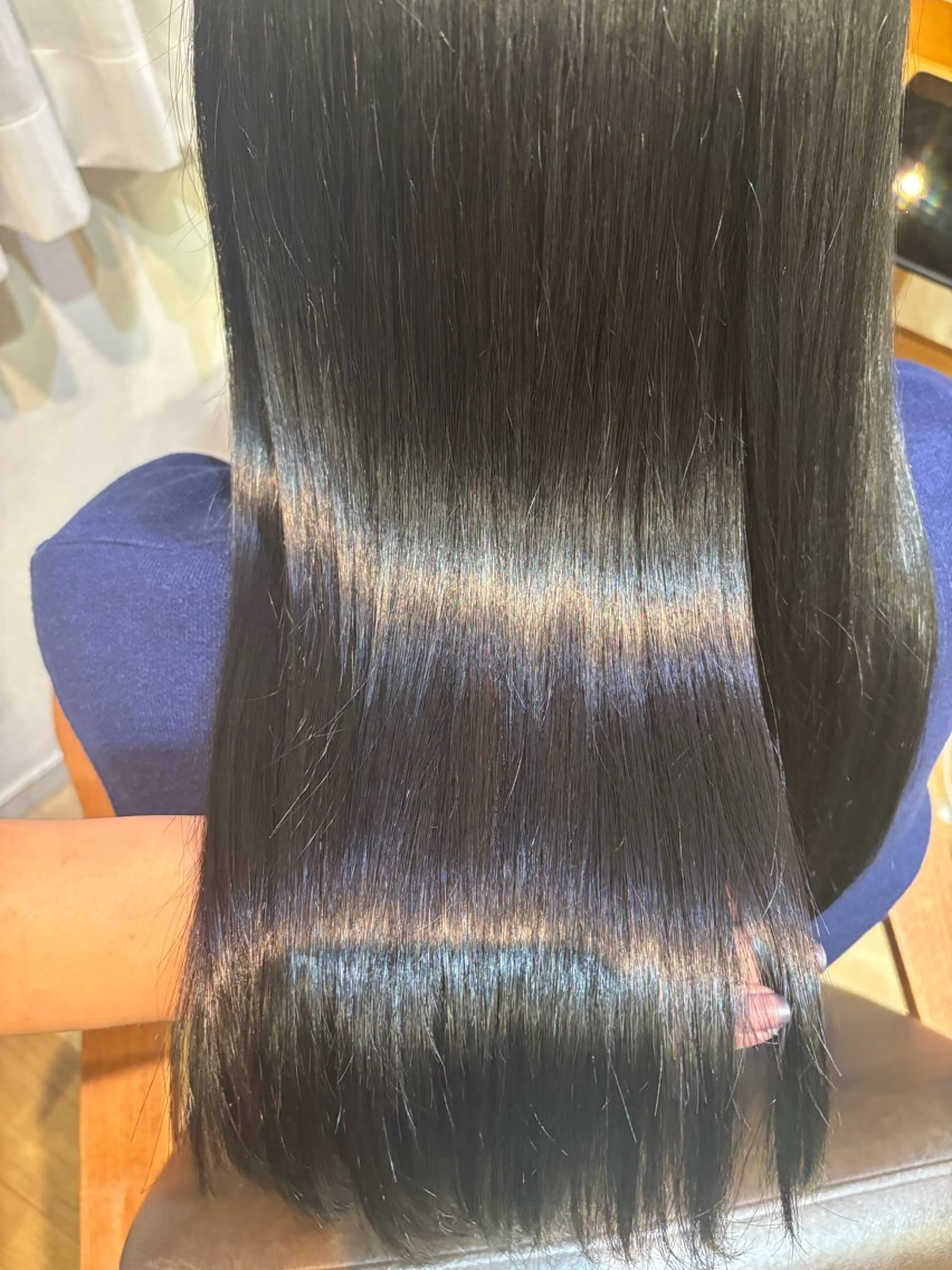 ロング カラー 黒髪 ブルーカラー ブルーブラック カット ヘアカラー トリートメント RINNO🌷艶髪/ 艶カラー/縮毛矯正のヘアスタイル